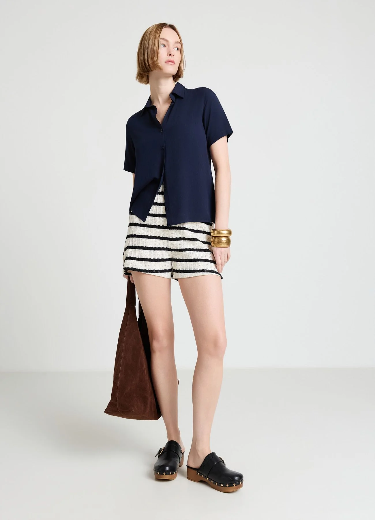 Camicia a maniche corte tinta unita