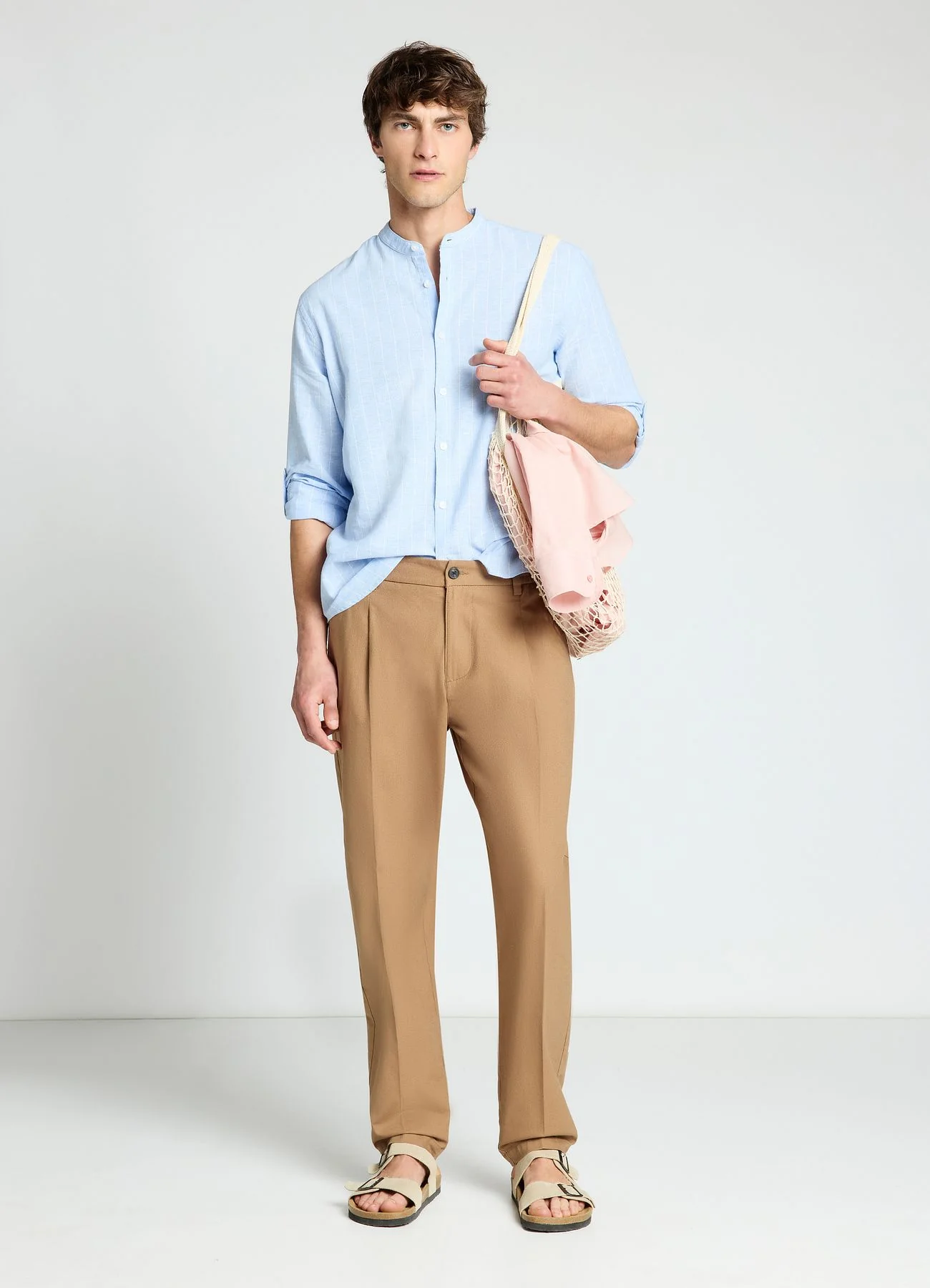 Camicia a righe con colletto alla coreana - Image 3