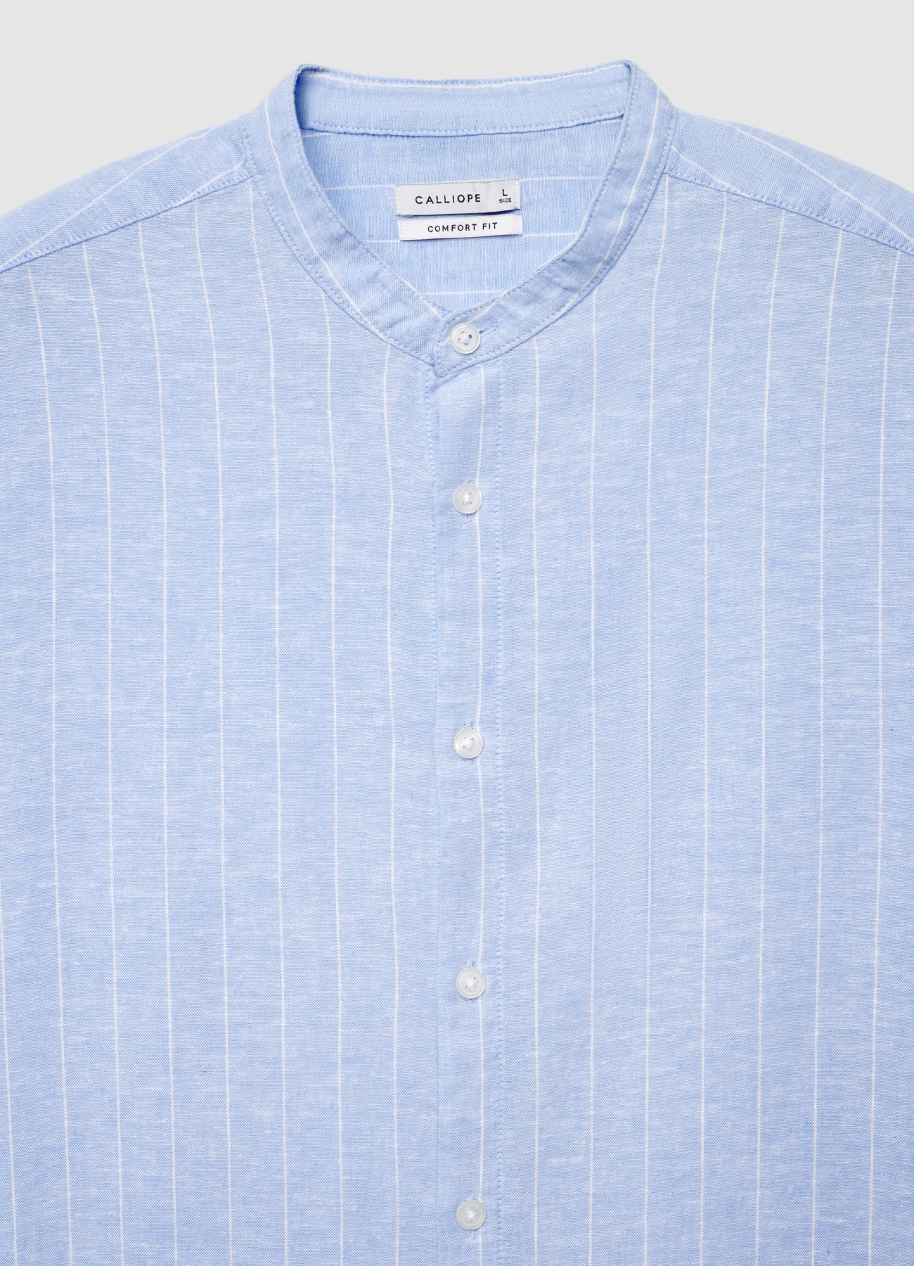 Camicia a righe con colletto alla coreana - Image 4