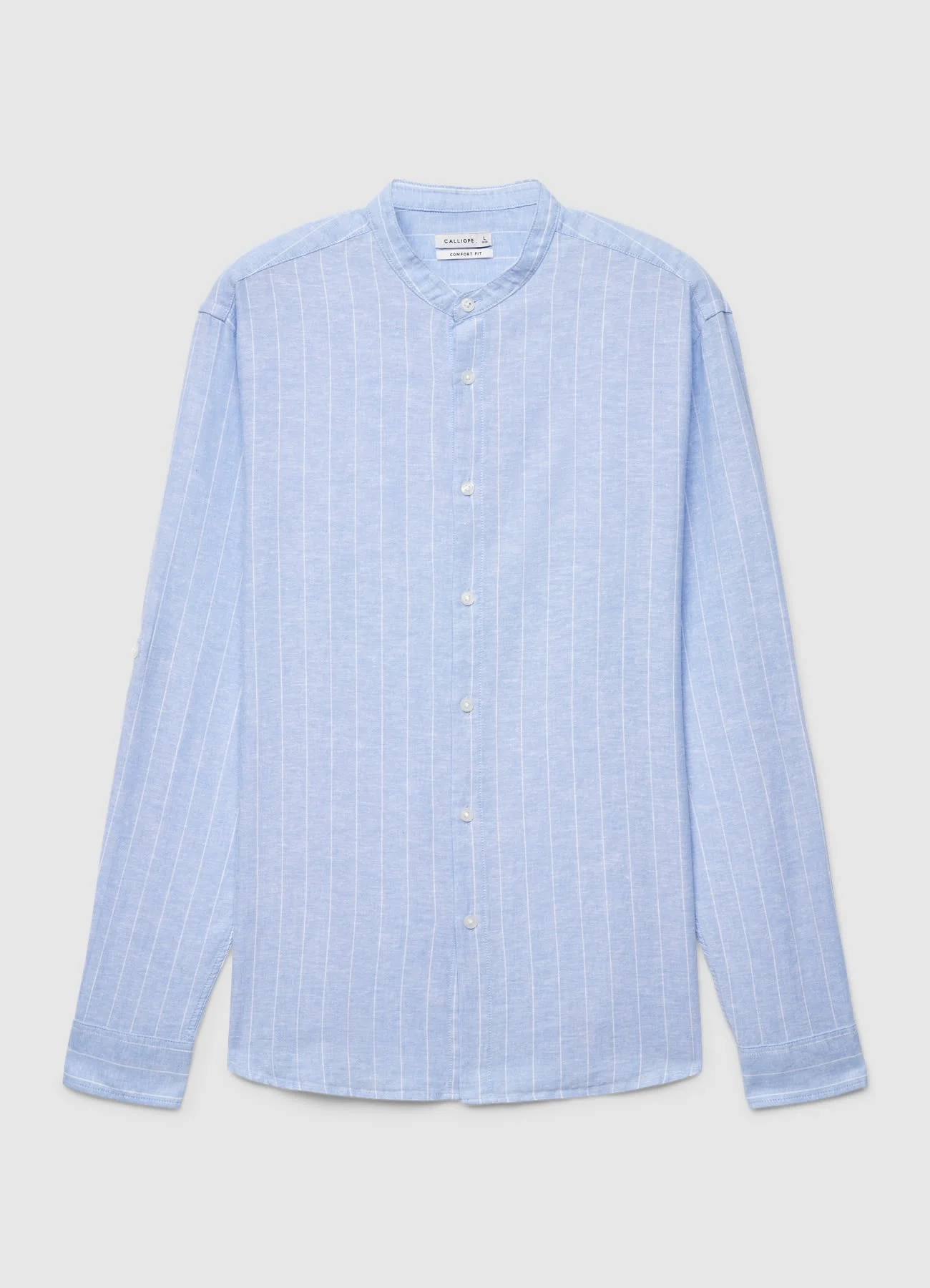 Camicia a righe con colletto alla coreana - Image 5