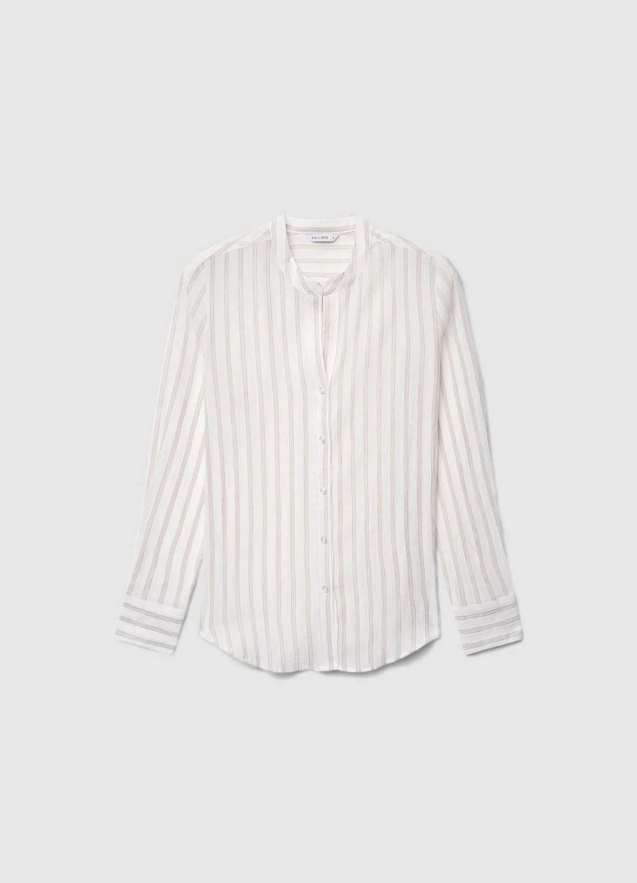 Camicia a righe con collo coreano - Image 4