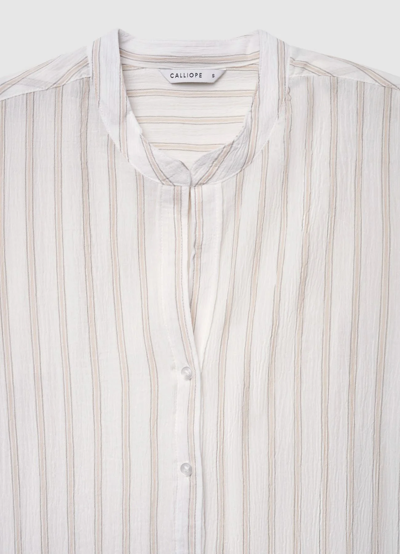 Camicia a righe con collo coreano - Image 6