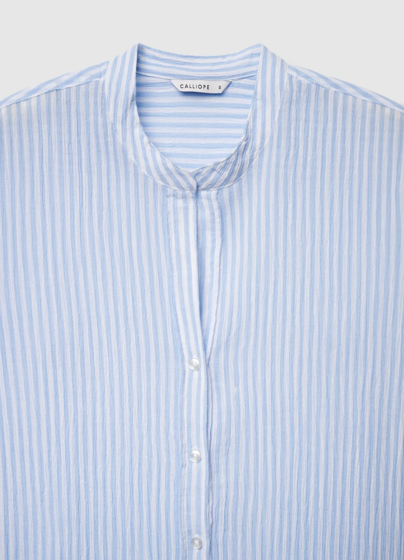 Camicia a righe con collo coreano