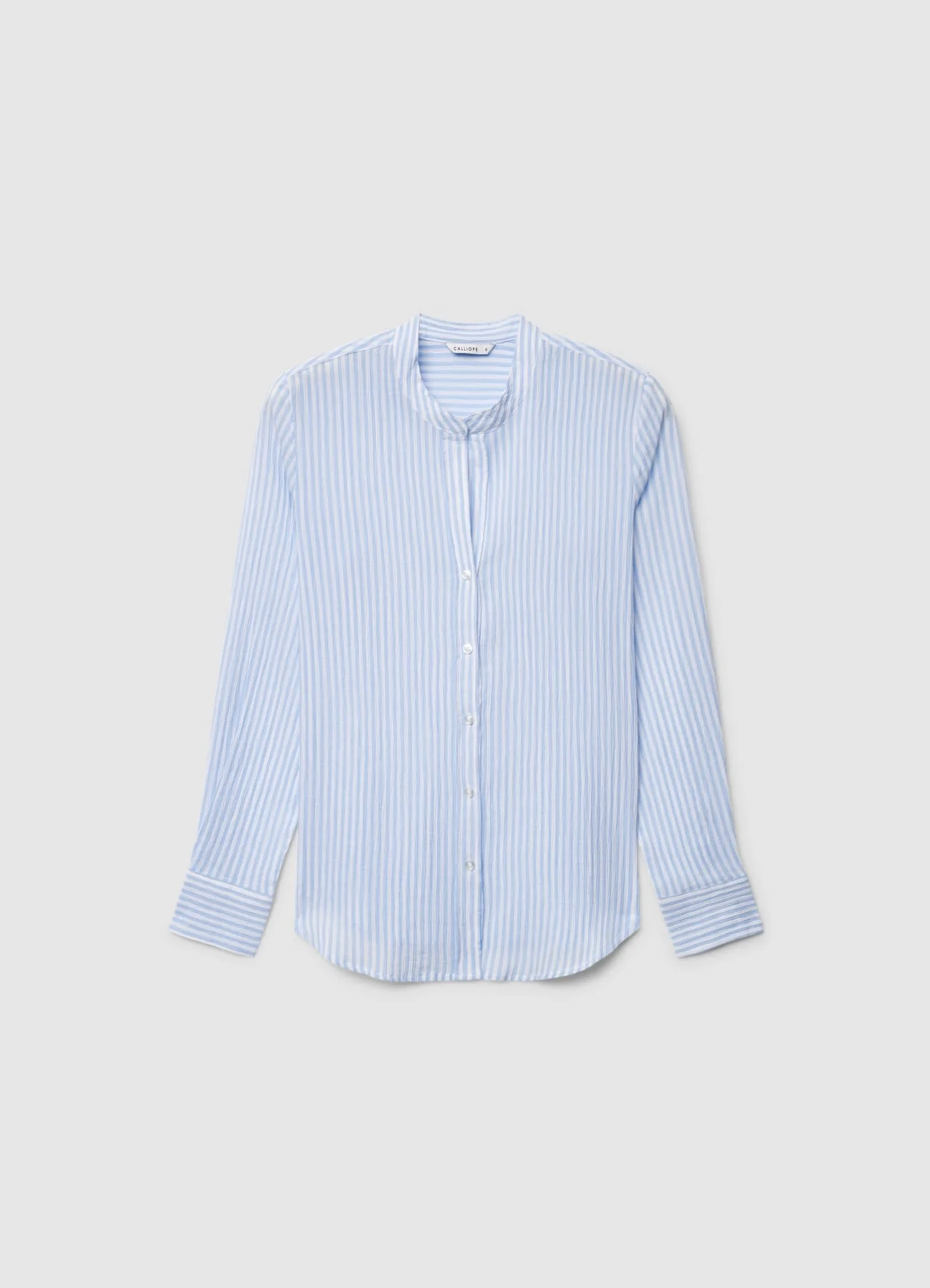 Camicia a righe con collo coreano - Image 3