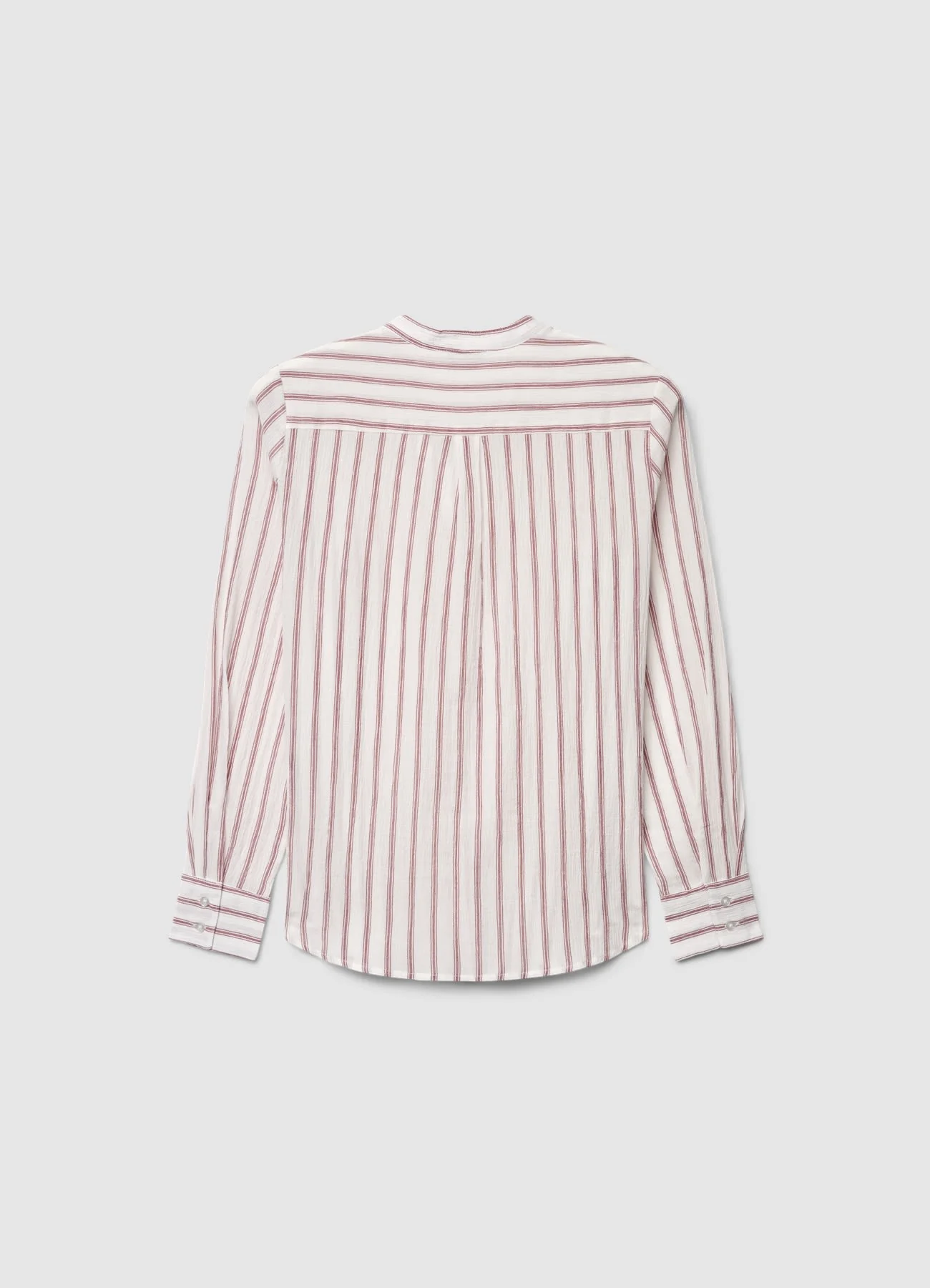 Camicia a righe con collo coreano - Image 4