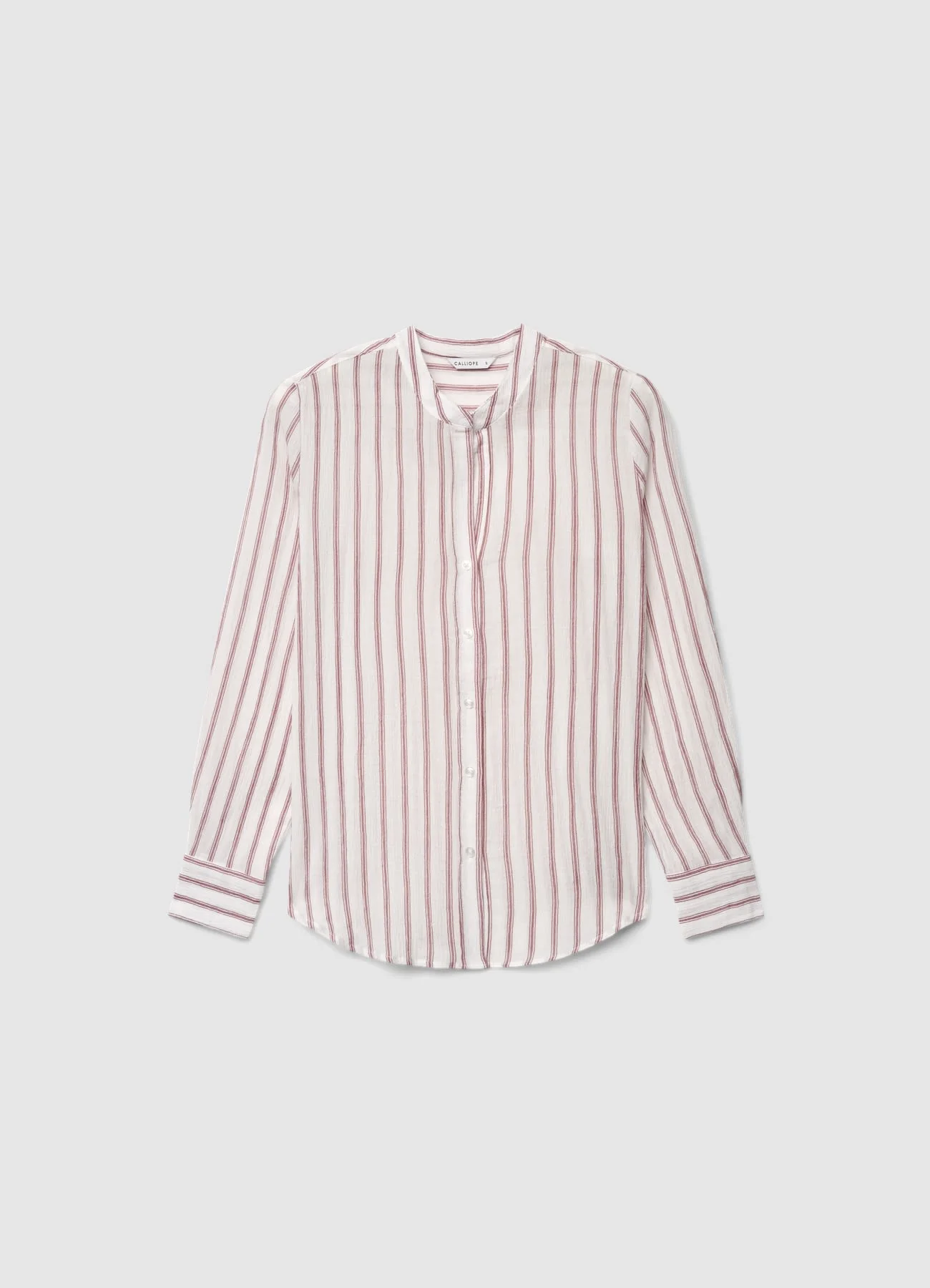 Camicia a righe con collo coreano - Image 5