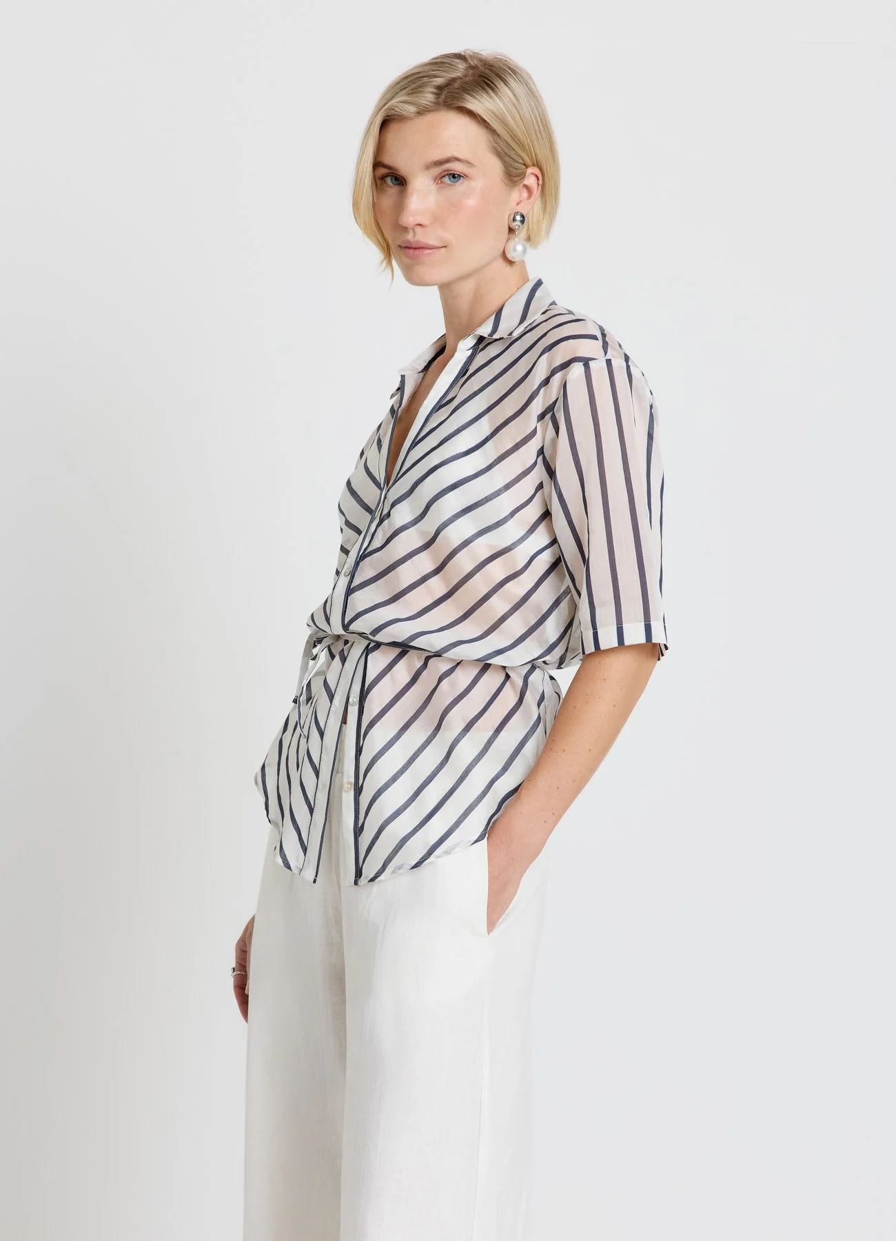 Camicia a righe con coulisse