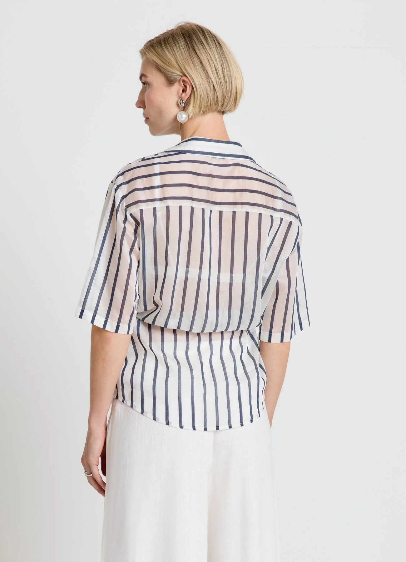 Camicia a righe con coulisse - Image 3