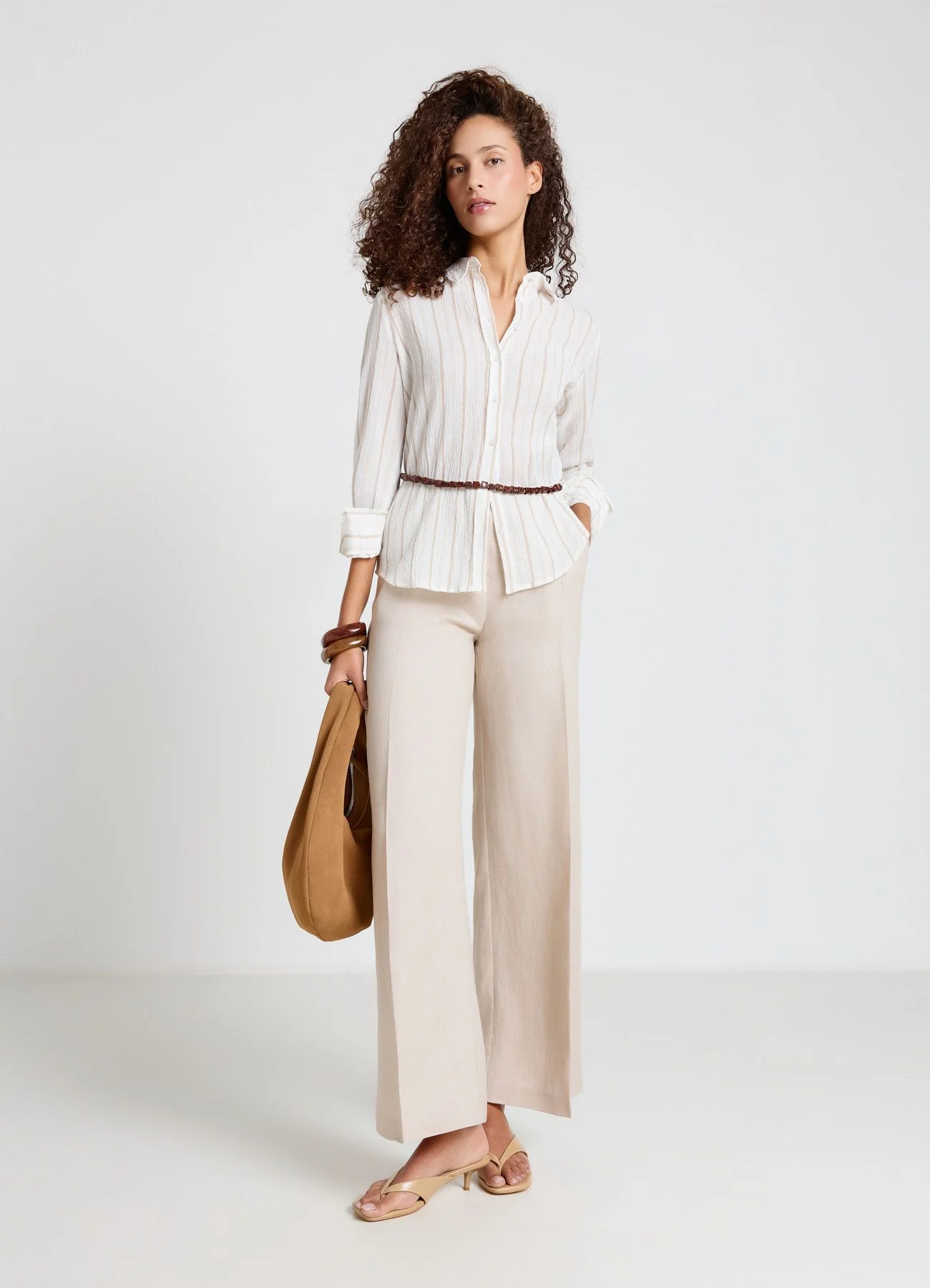 Camicia a righe con effetto crinkle