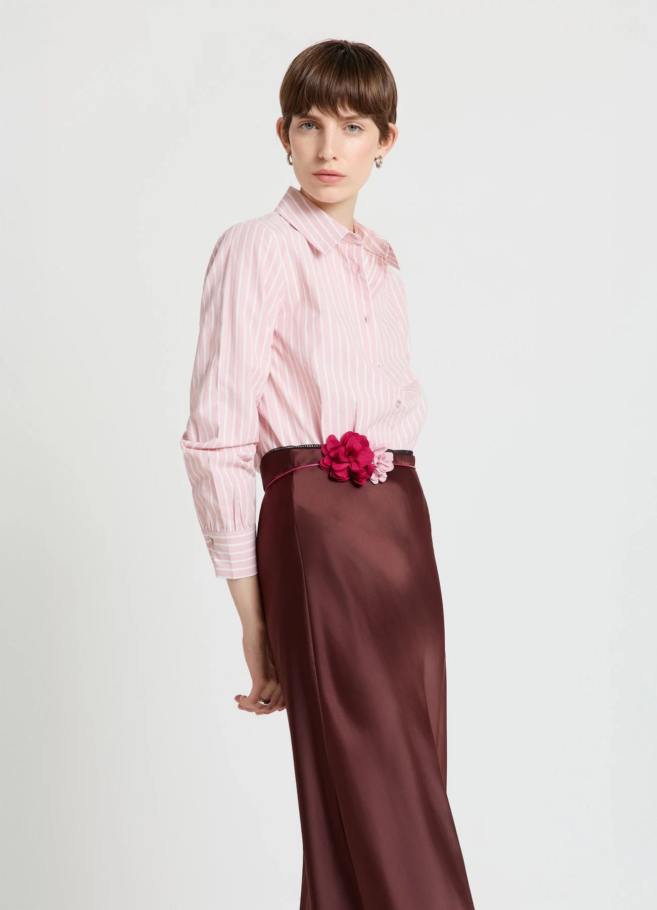 Camicia a righe con pinces crop