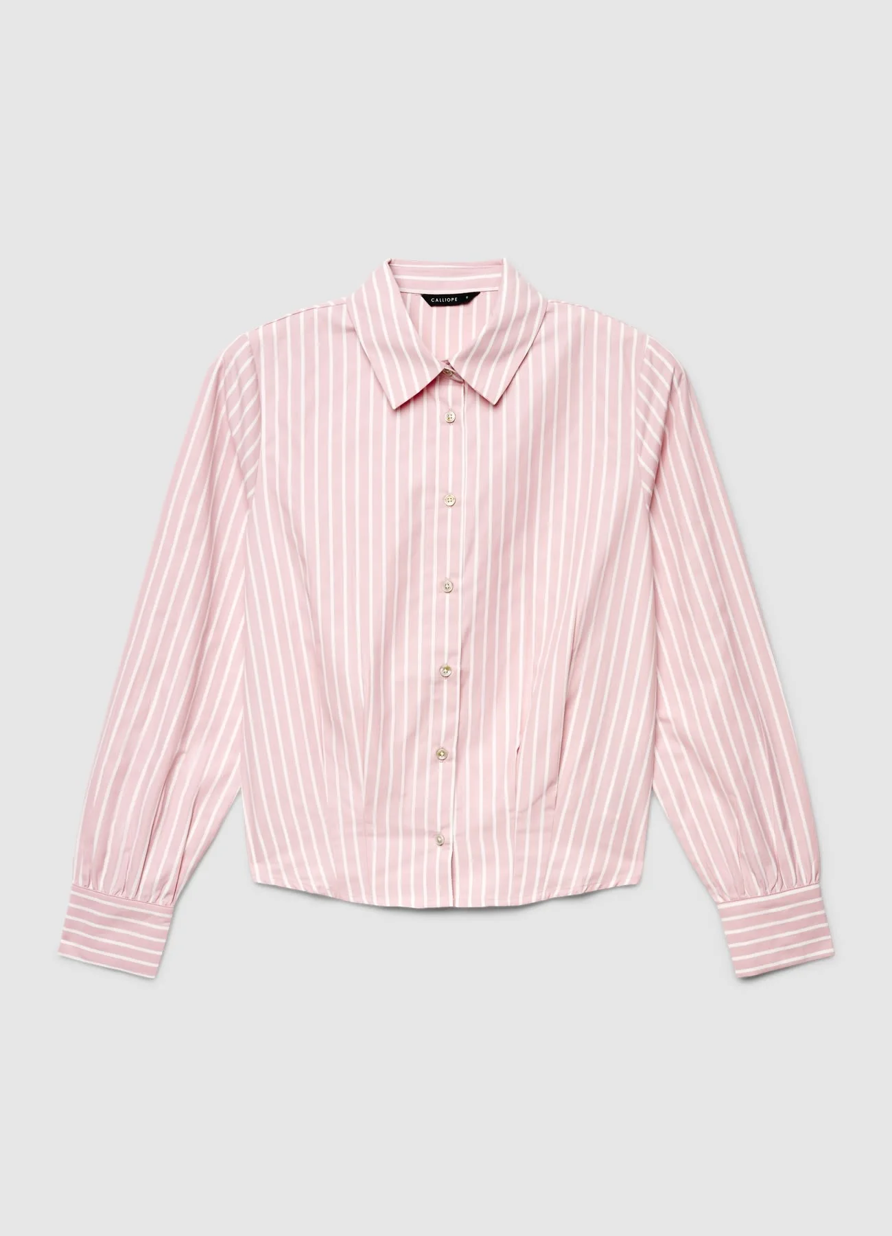 Camicia a righe con pinces crop - Image 5