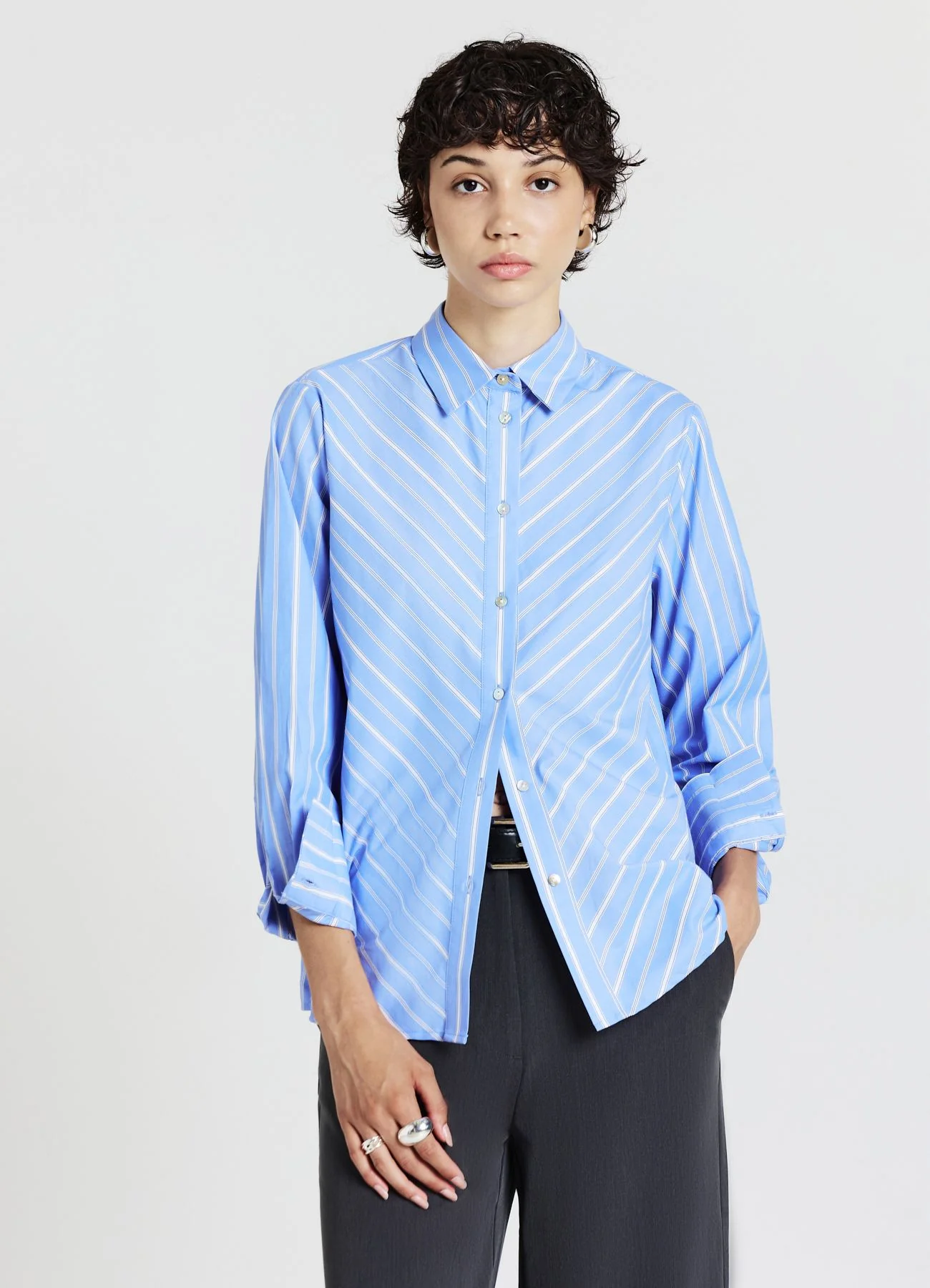 Camicia a righe diagonali - Image 3