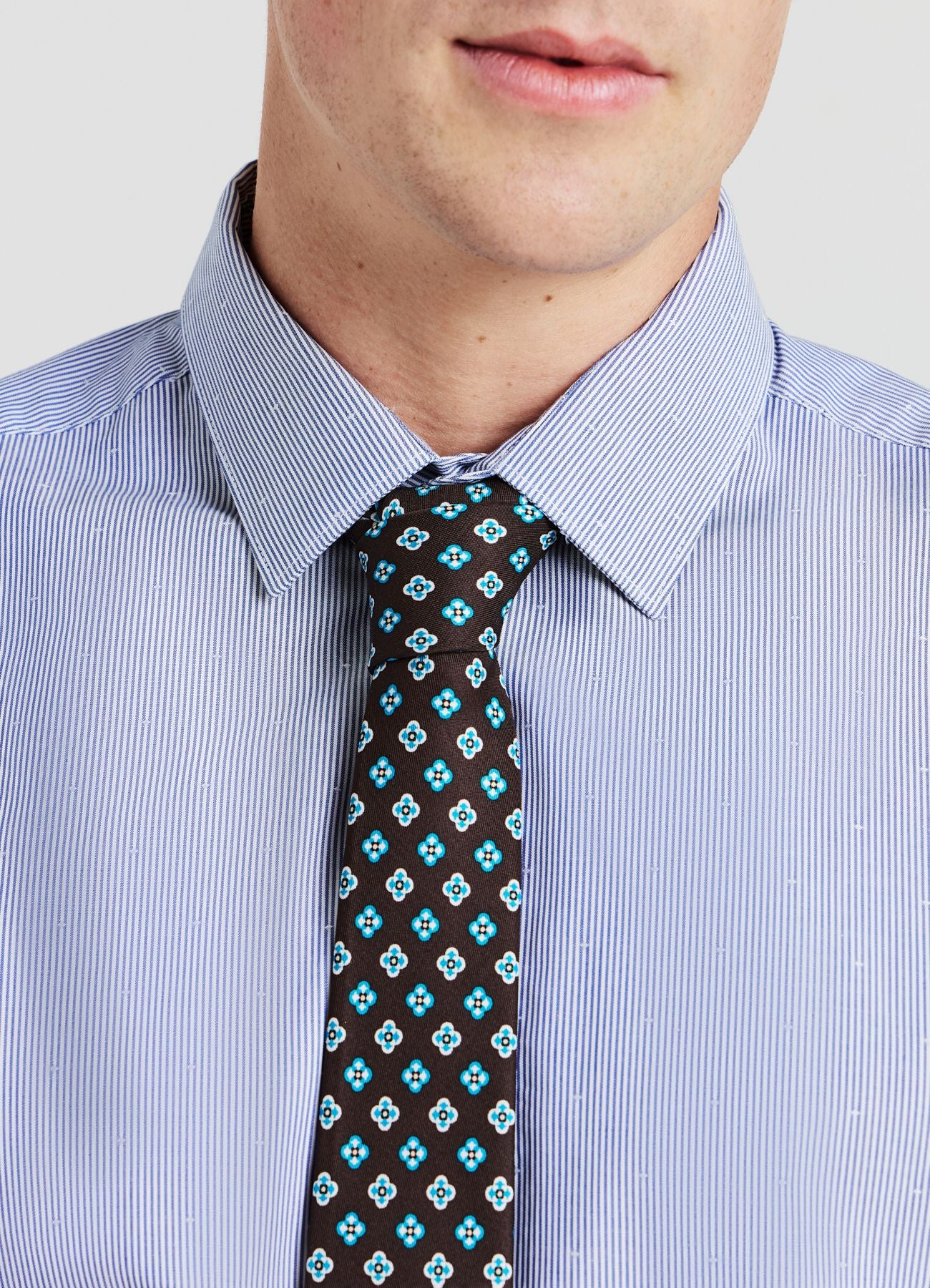 Camicia a righe e microfantasia rombi - Image 4