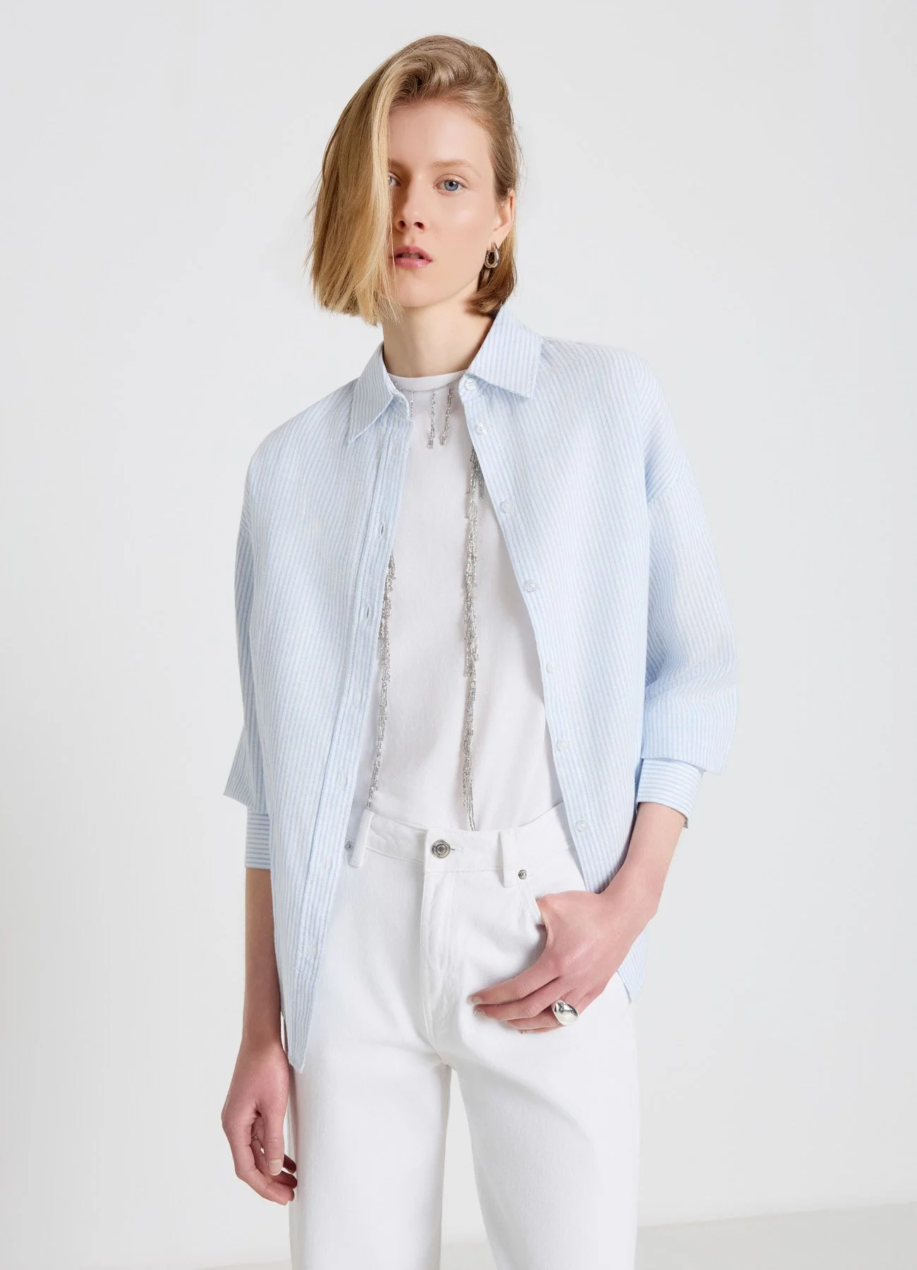 Camicia a righe misto lino - Image 2
