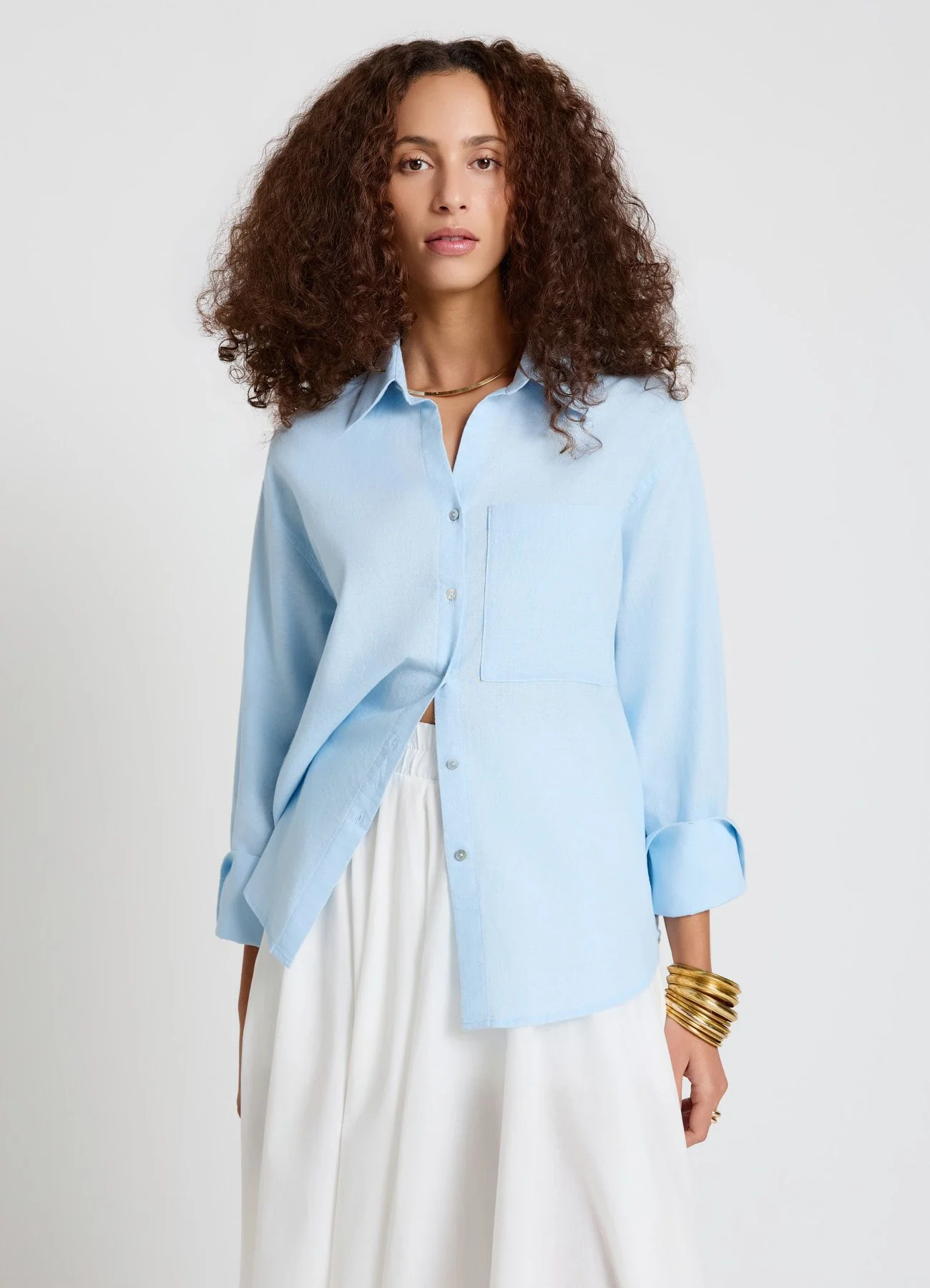Camicia a tinta unita con taschino - Image 8
