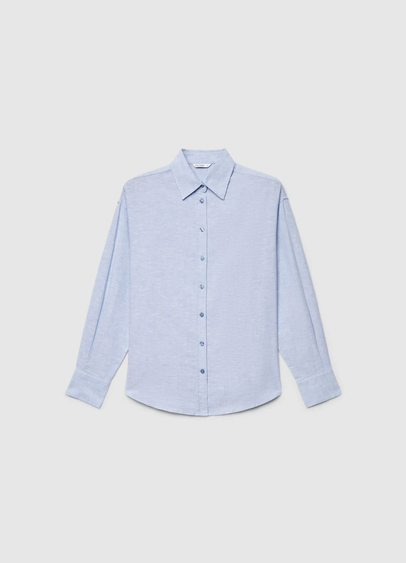Camicia basic a tinta unita misto lino - Image 3