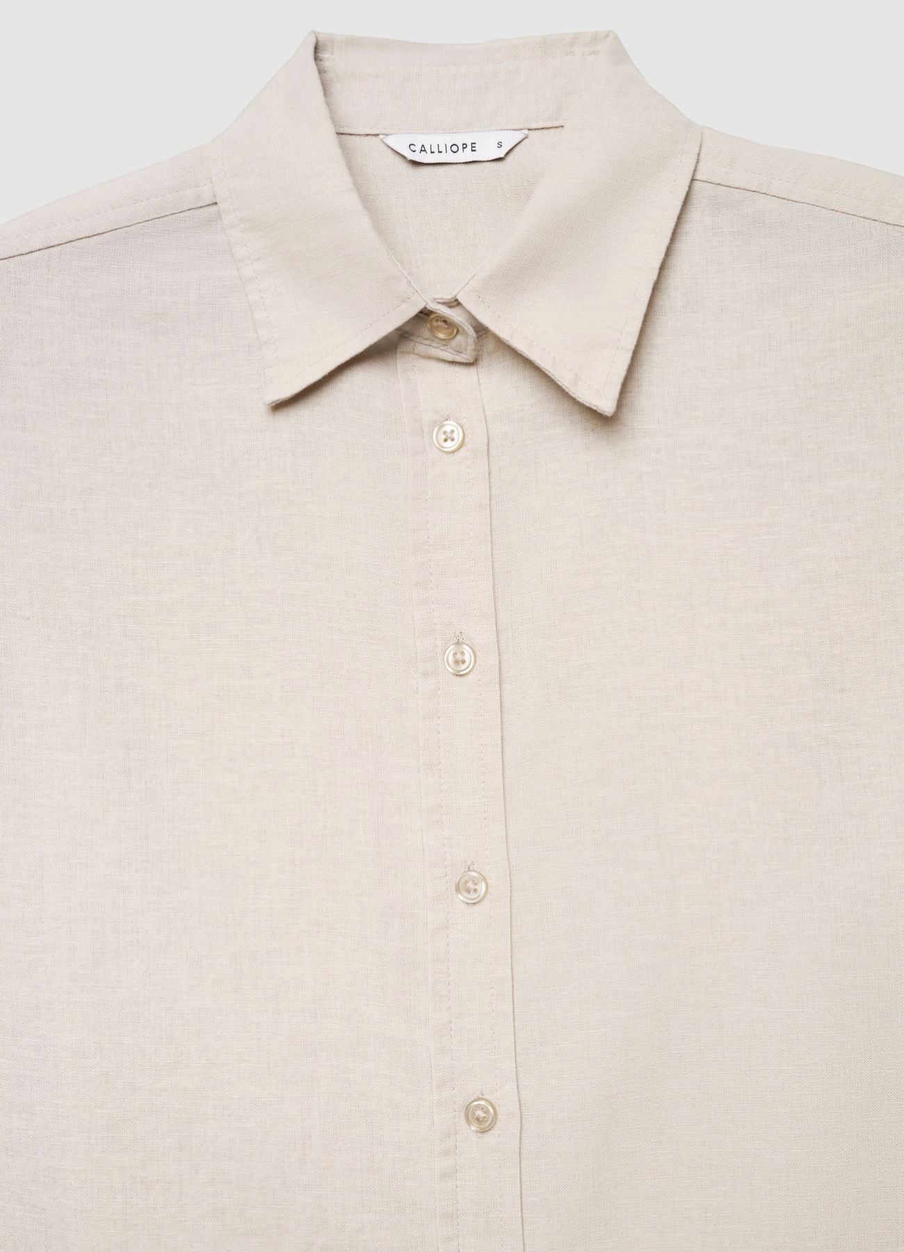 Camicia basic a tinta unita misto lino - Image 5