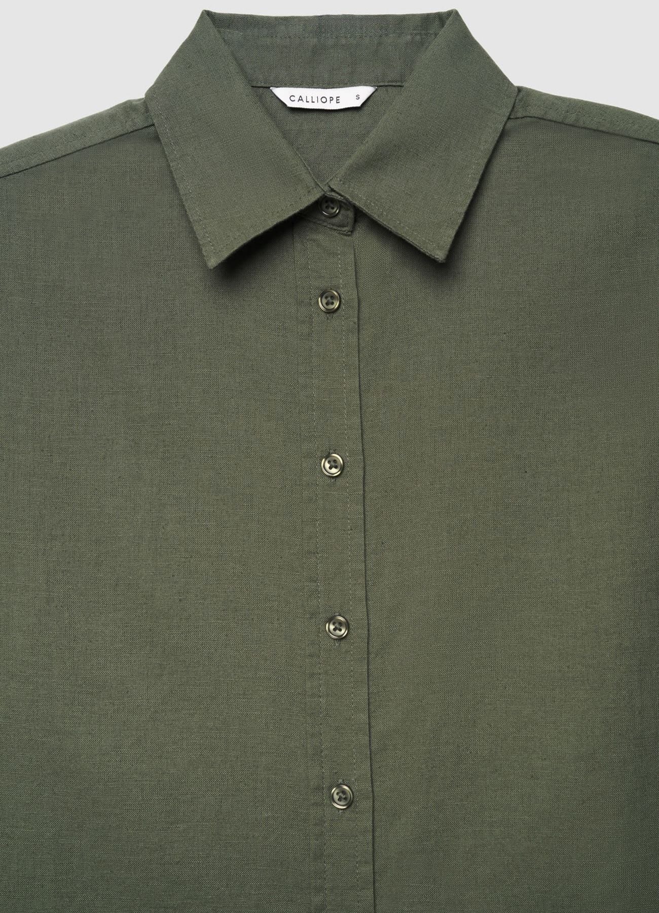 Camicia basic a tinta unita misto lino - Image 6