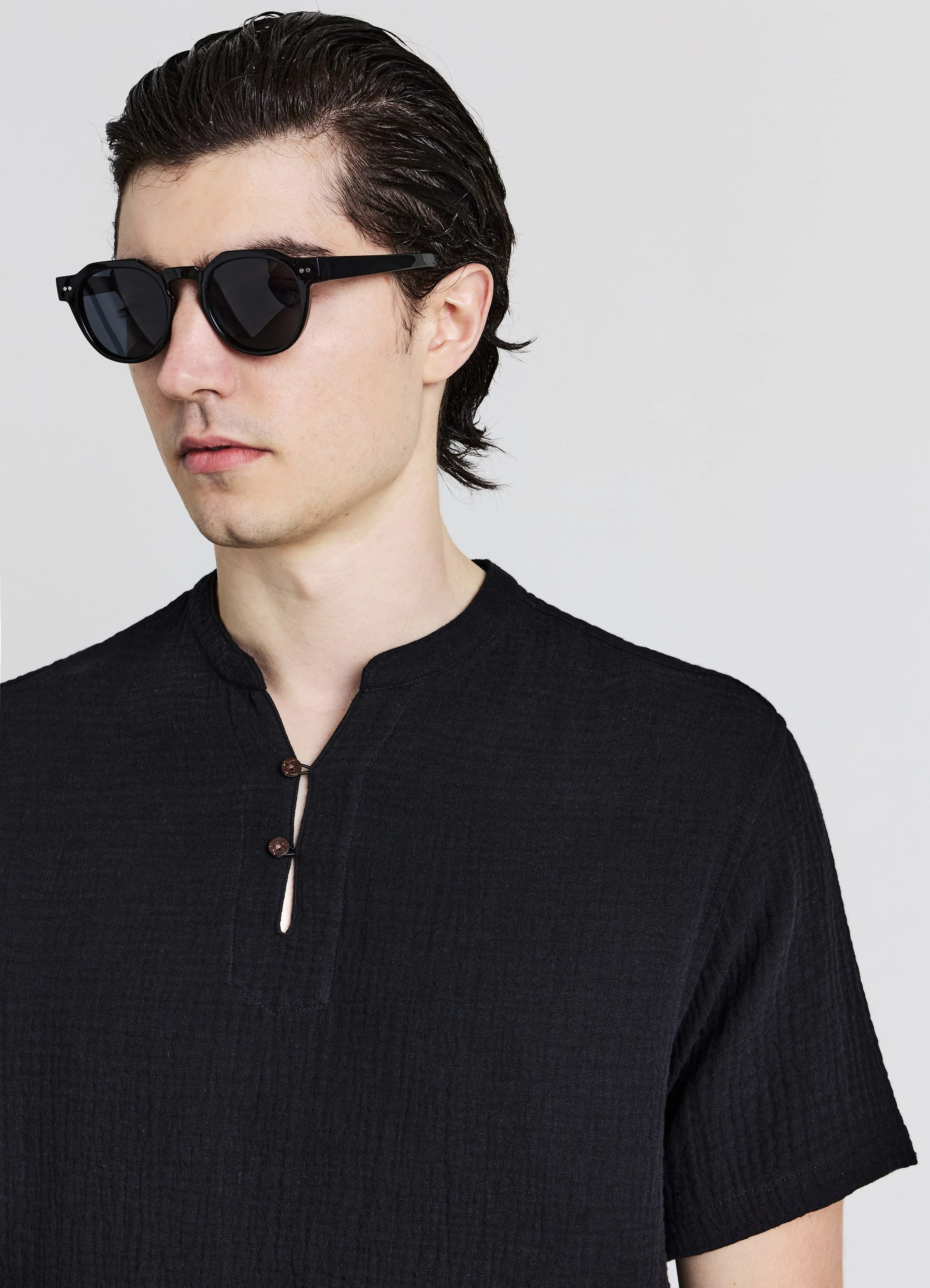 Camicia bottoncini tessuto goffrato - Image 2