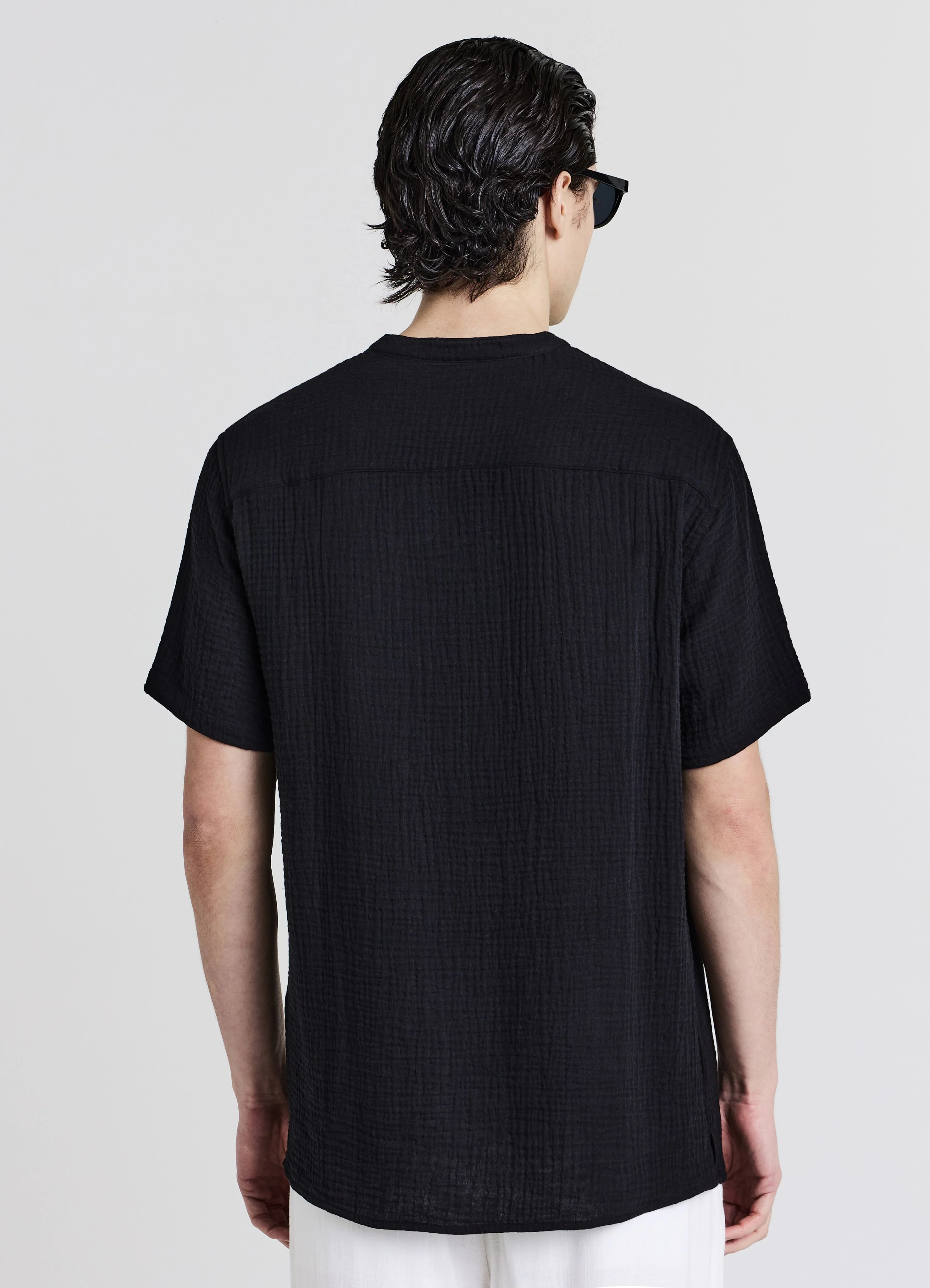 Camicia bottoncini tessuto goffrato - Image 4