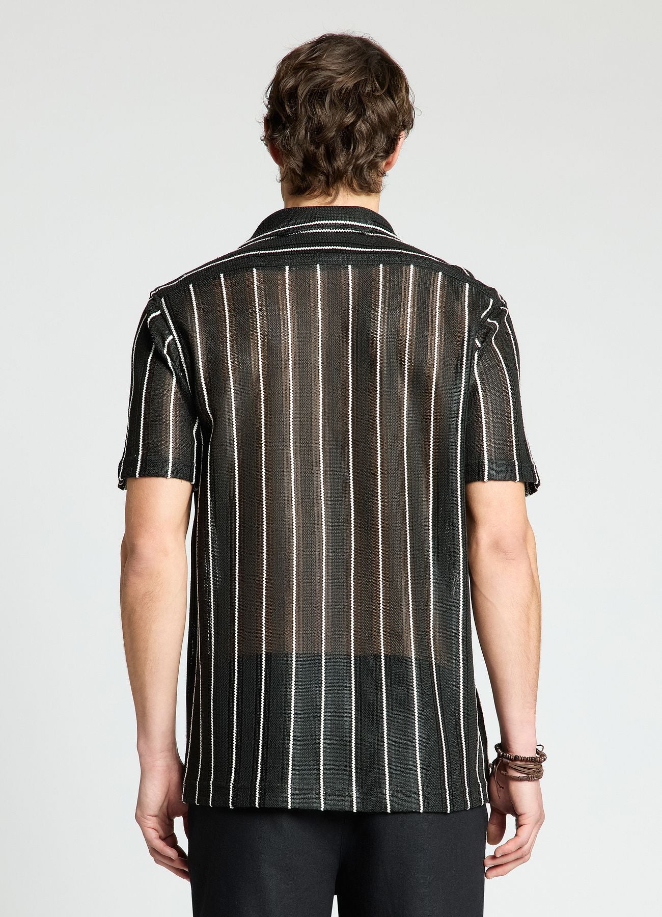 Camicia bowling a righe traforata - Image 2