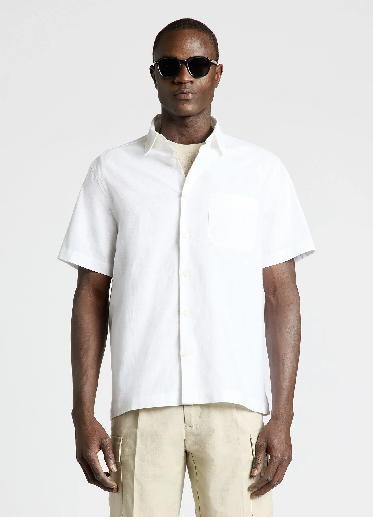 Camicia bowling con taschino a tinta unita - Image 3
