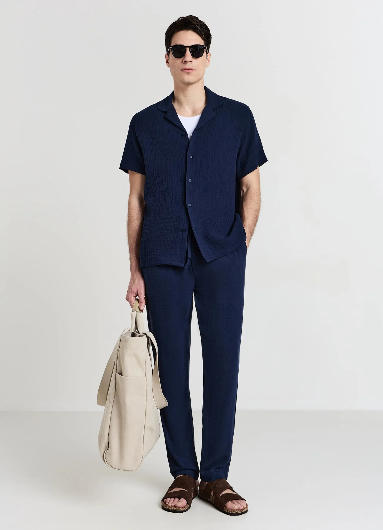 Camicia bowling cotone goffrato
