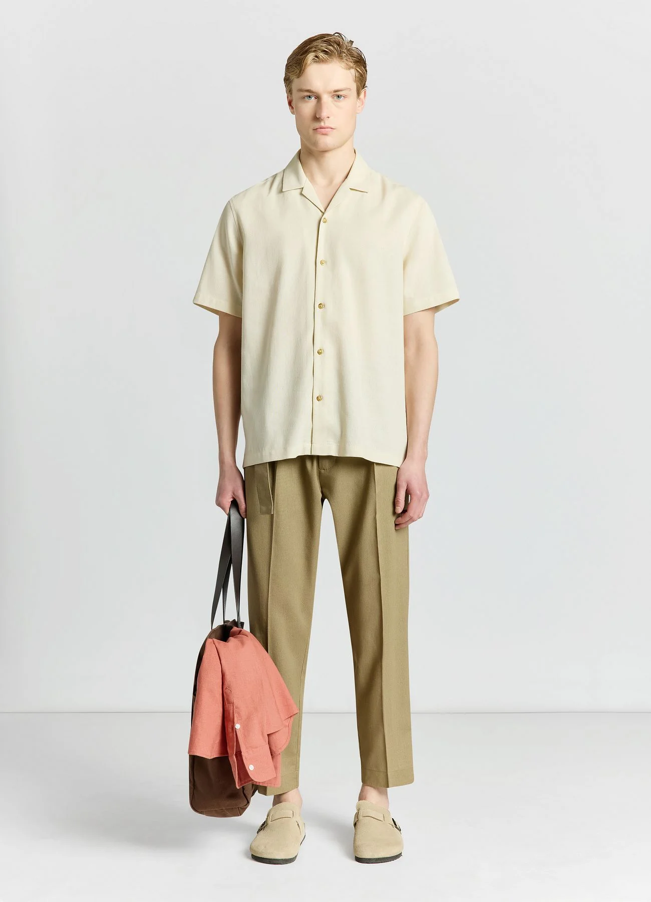 Camicia bowling in misto lino