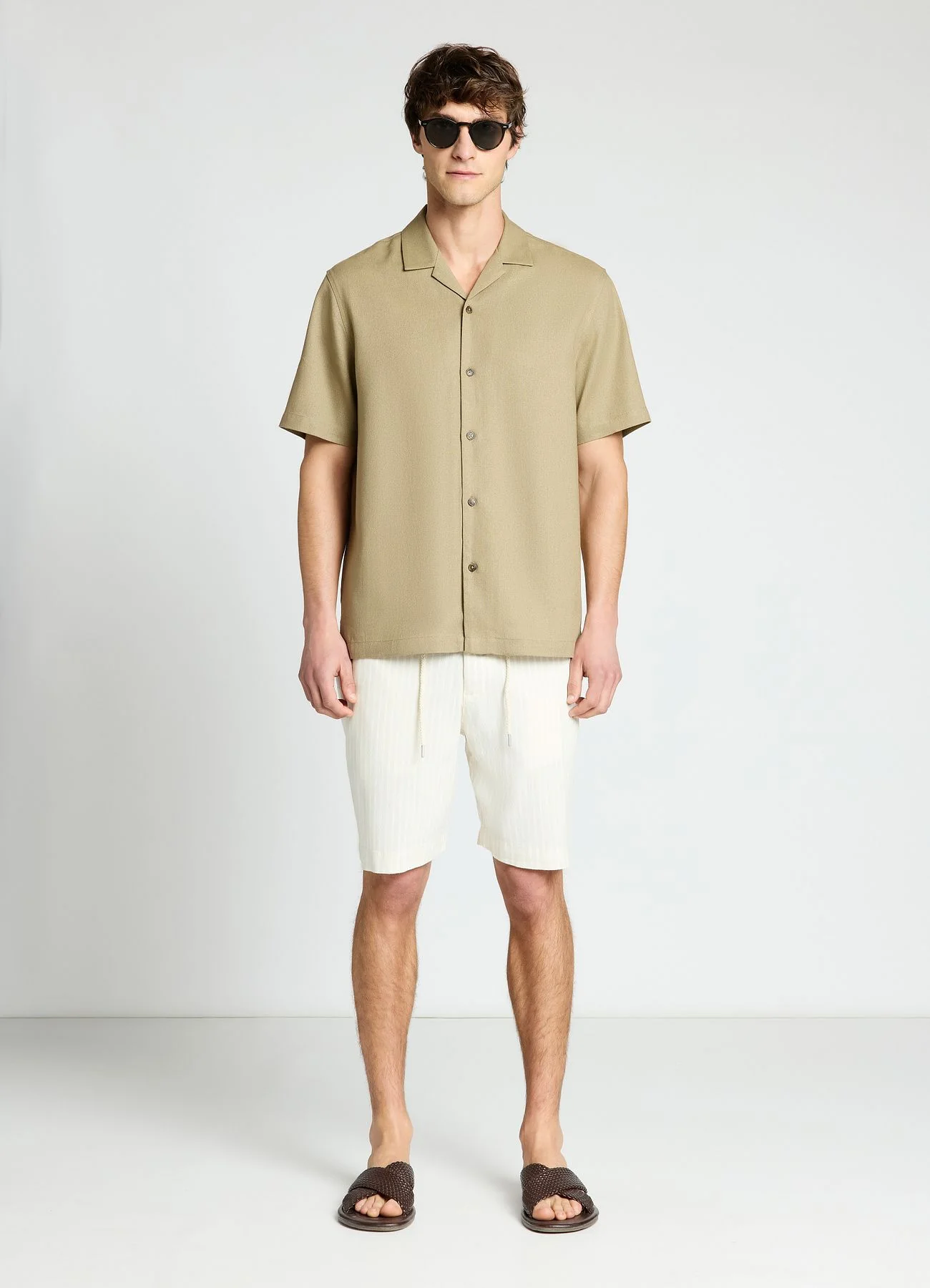 Camicia bowling in misto lino