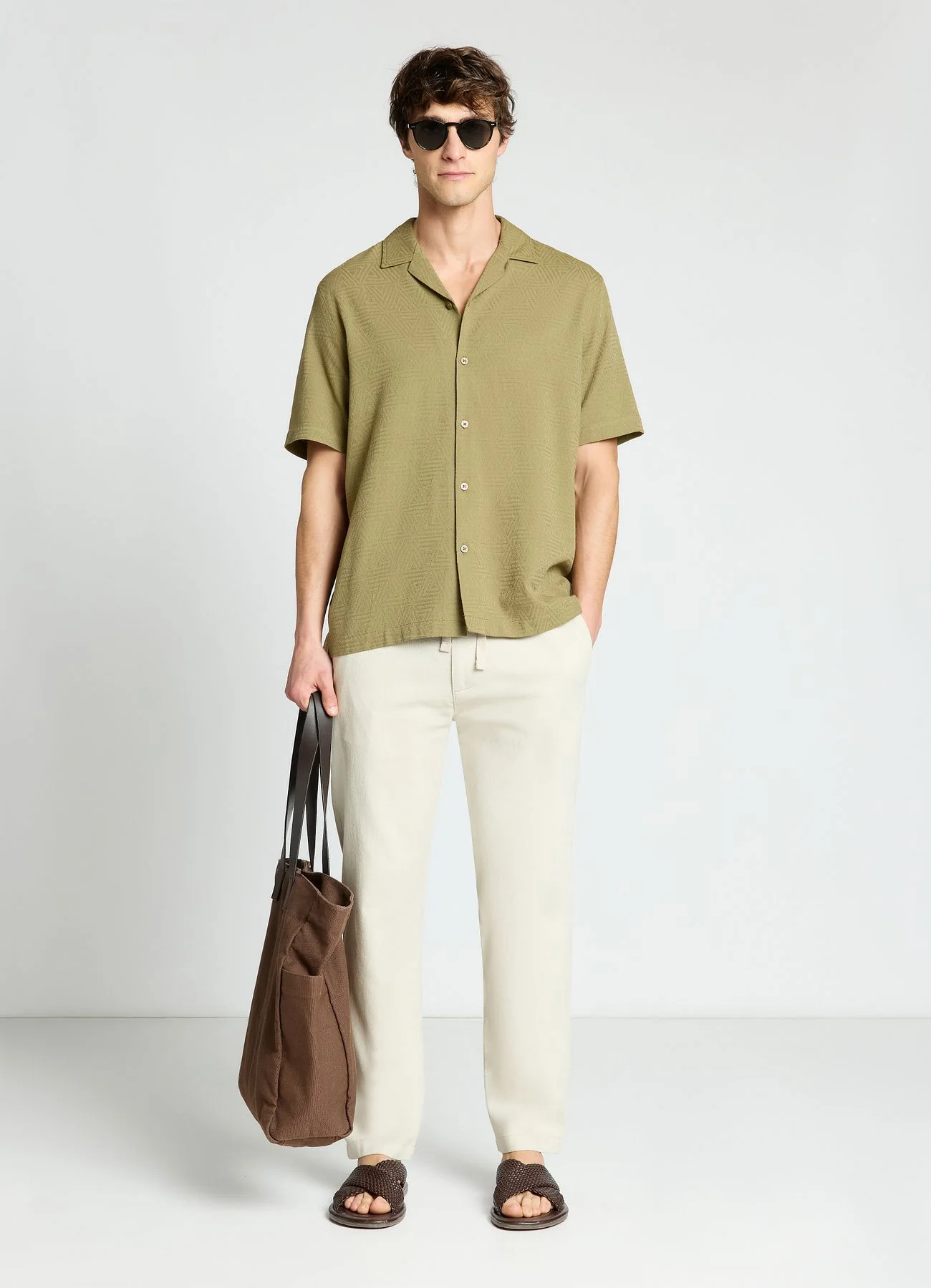 Camicia bowling jacquard con motivo geometrico