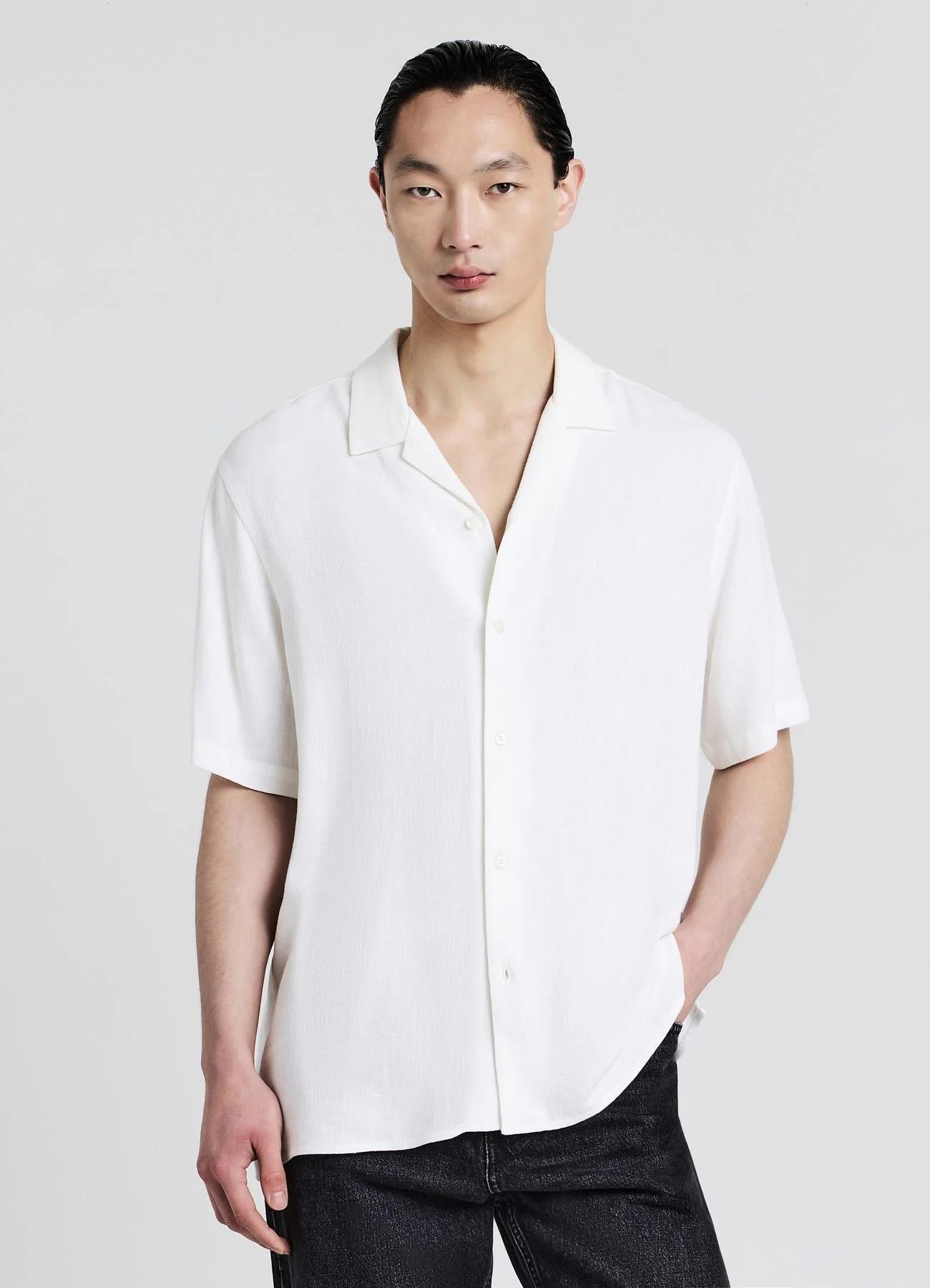 Camicia bowling misto lino