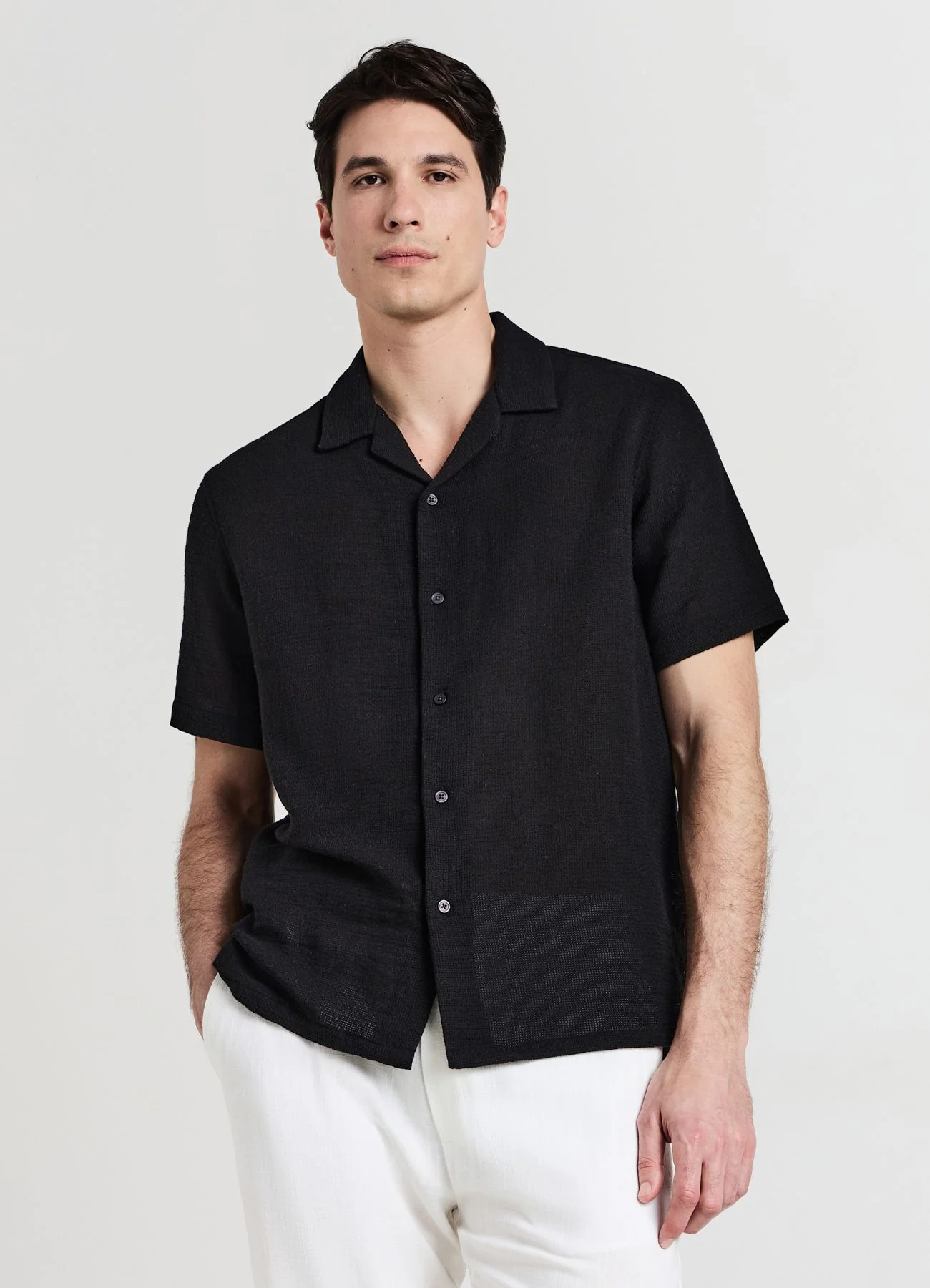 Camicia bowling tinta unita - Image 2