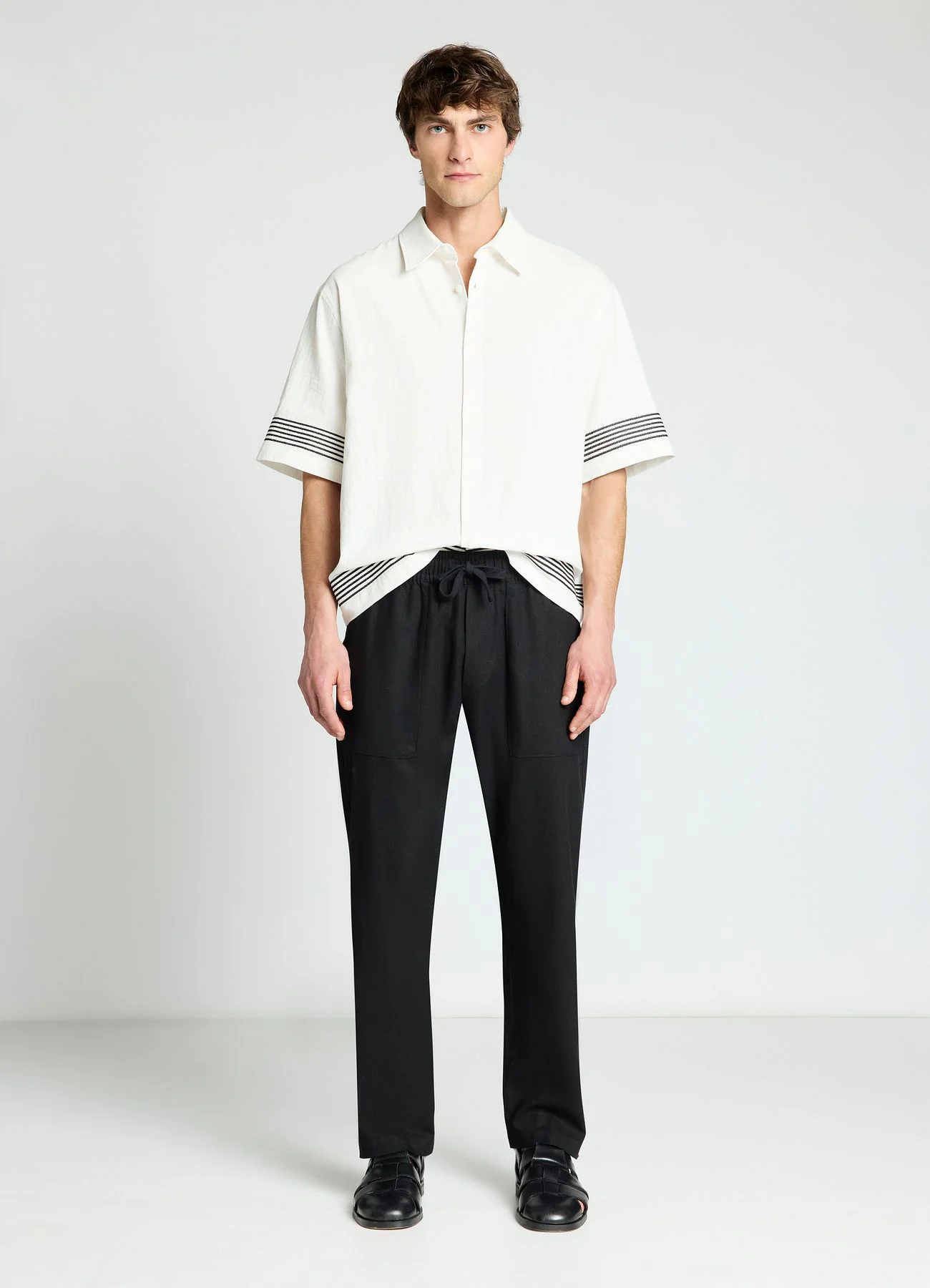 Camicia boxy con righe a contrasto