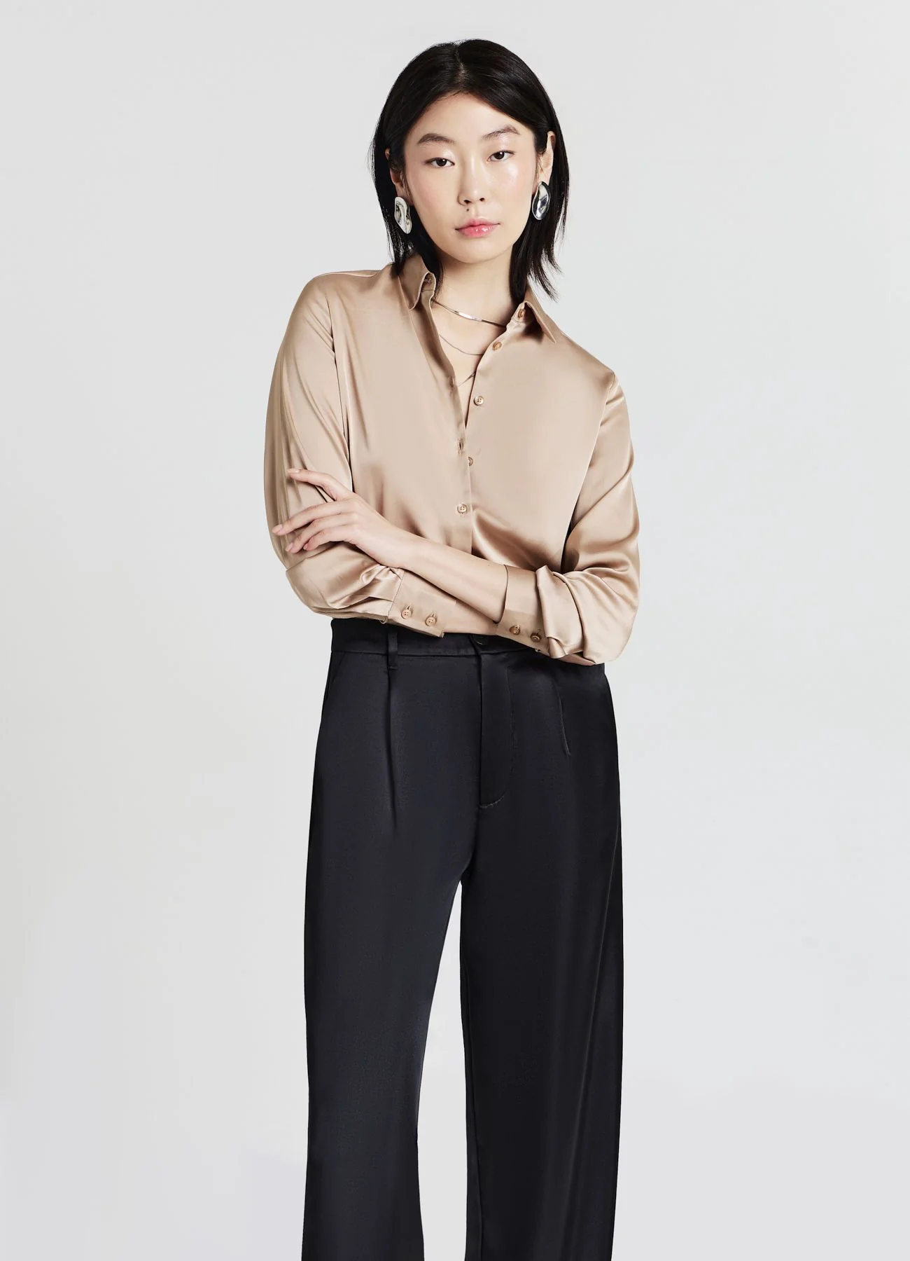 Camicia classica in simil satin