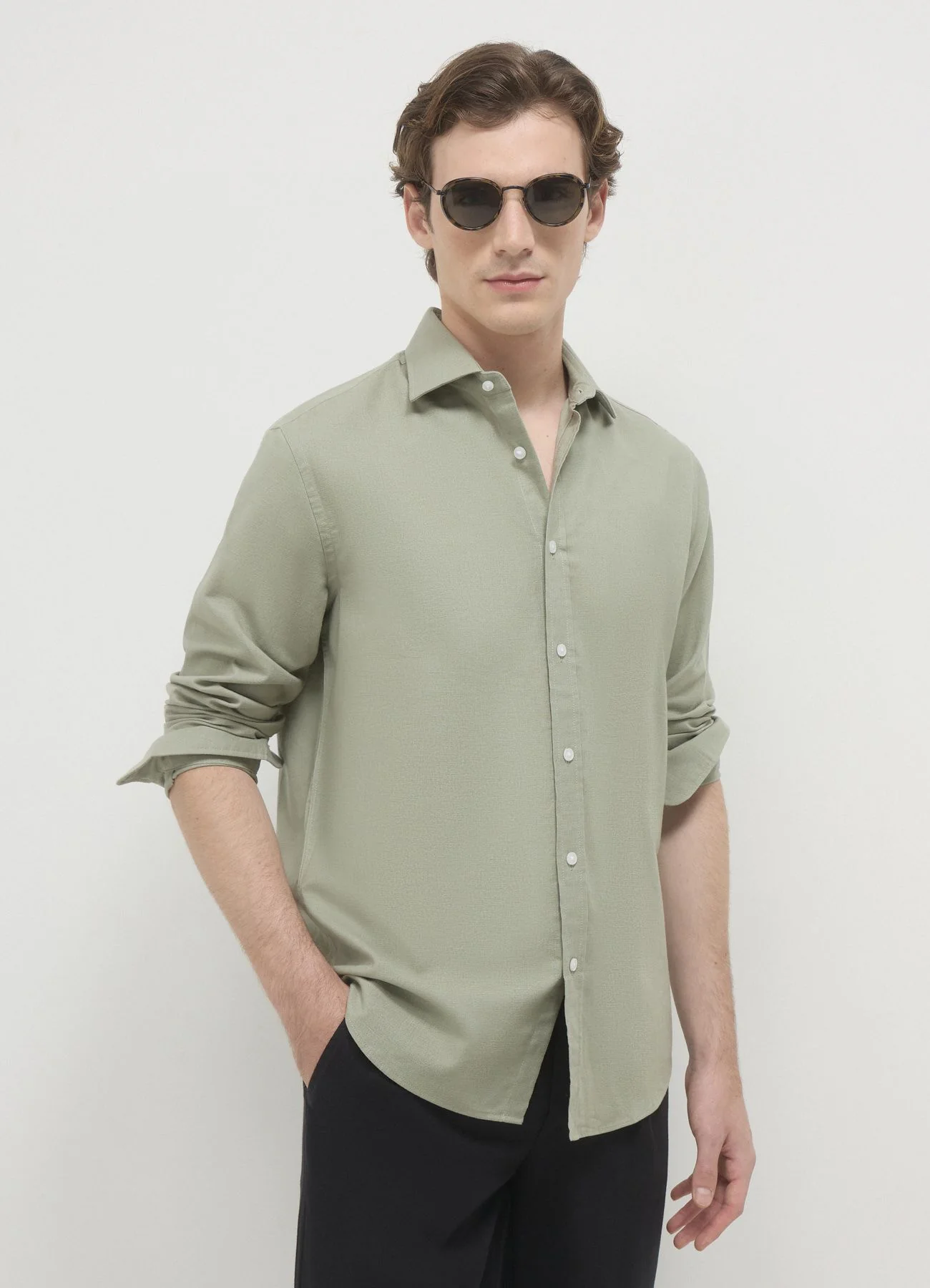 Camicia classica misto lino