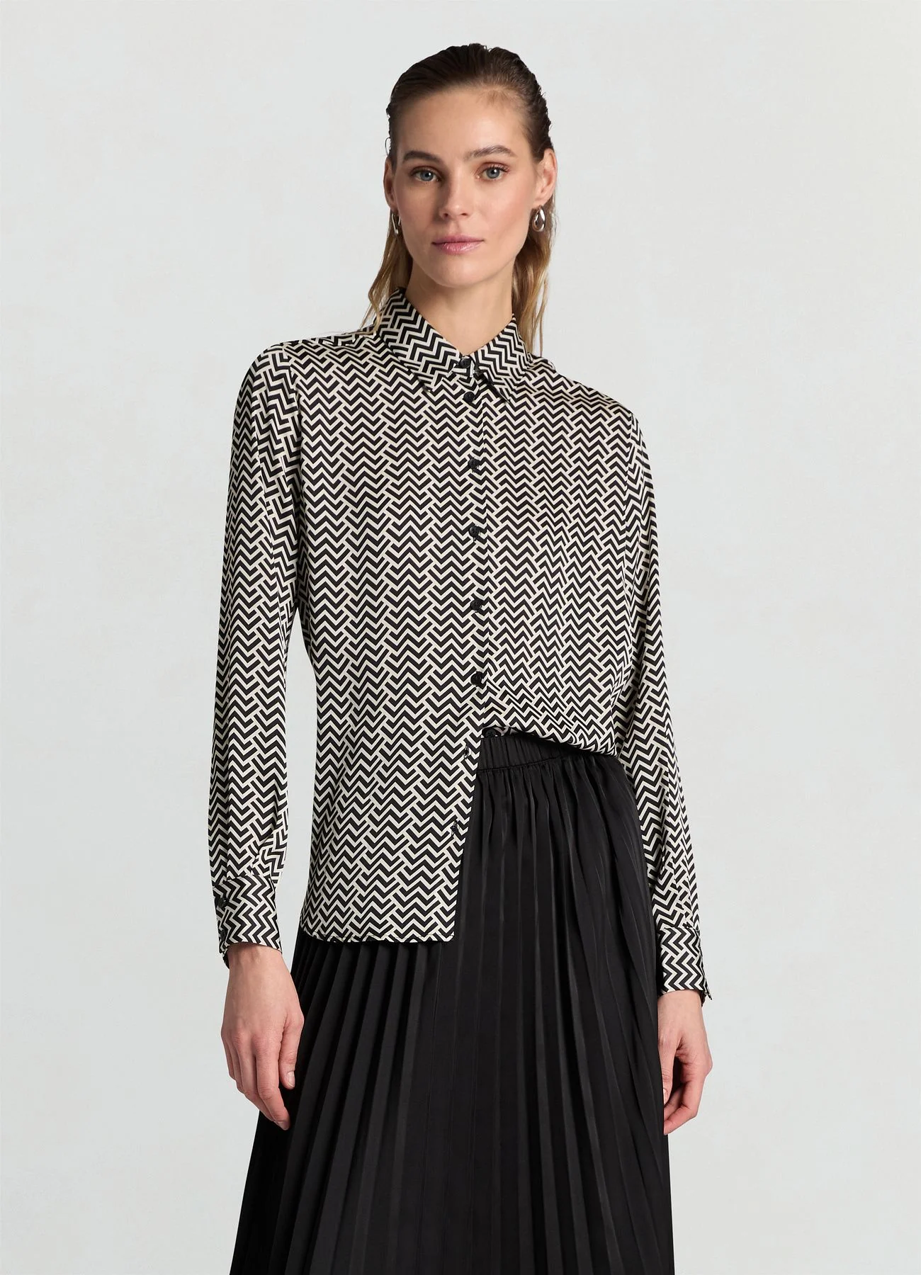 Camicia classica similsatin stampa chevron - Image 2