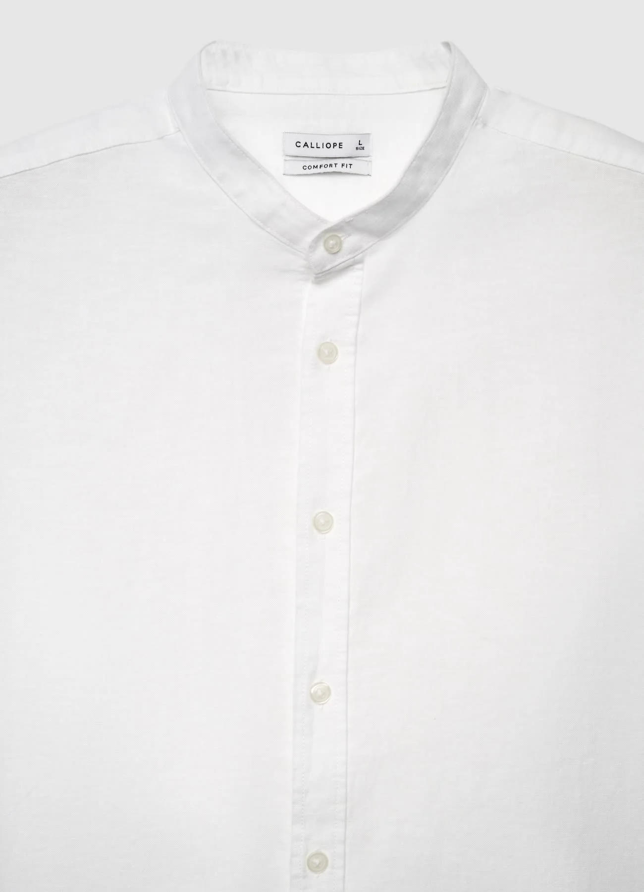 Camicia collo alla coreana misto lino - Image 3