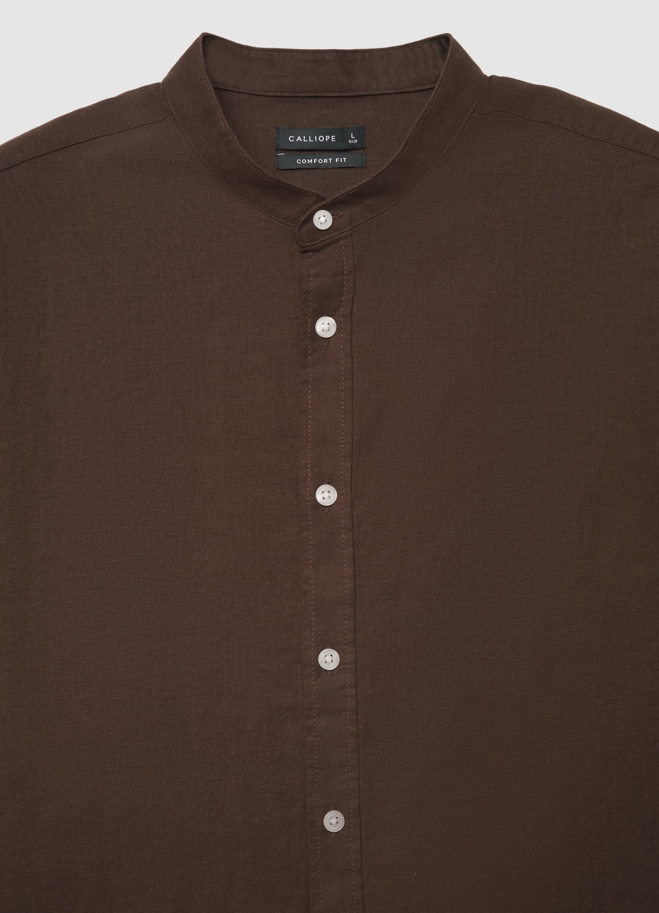 Camicia collo alla coreana misto lino - Image 3