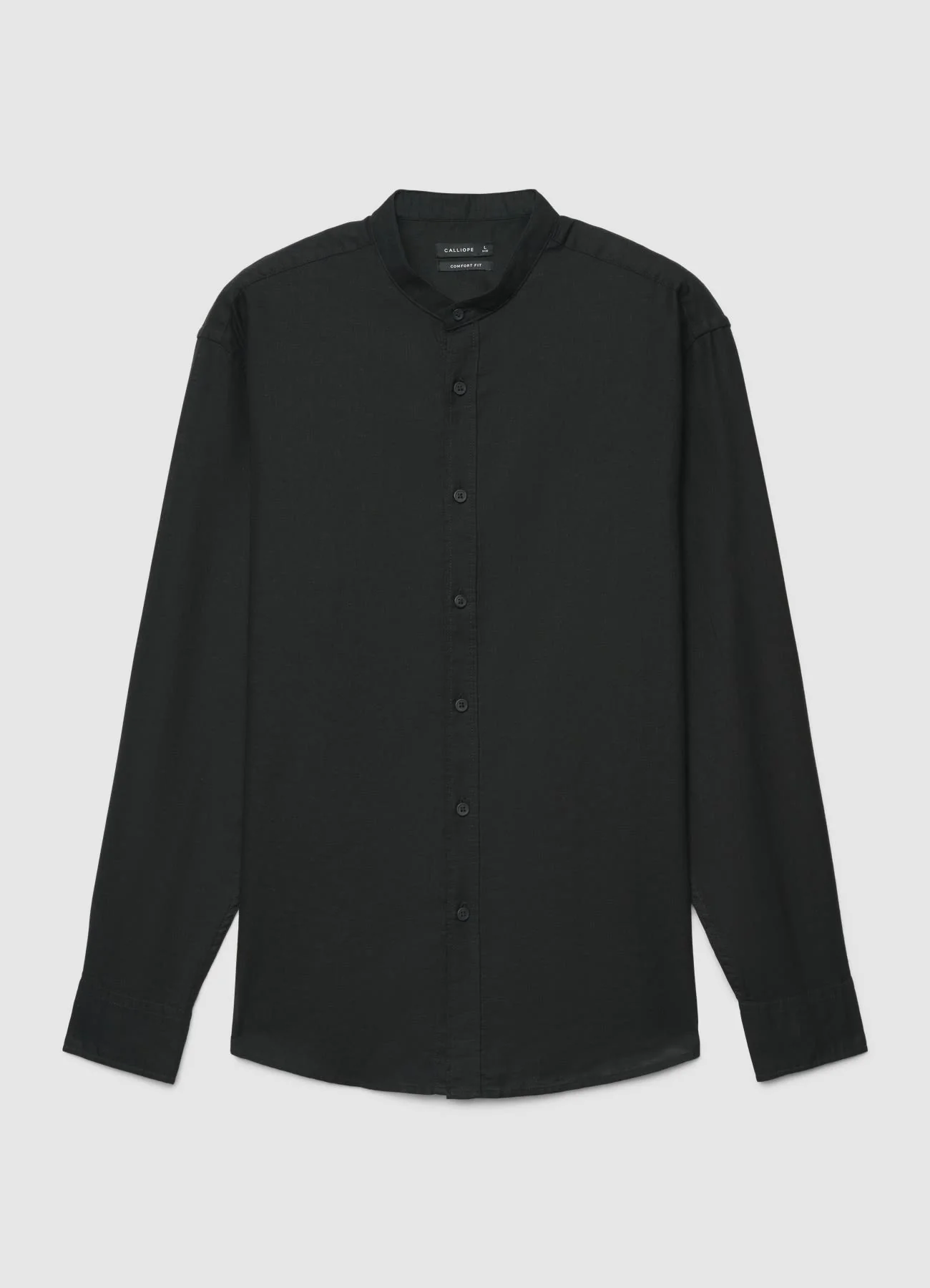 Camicia collo alla coreana misto lino