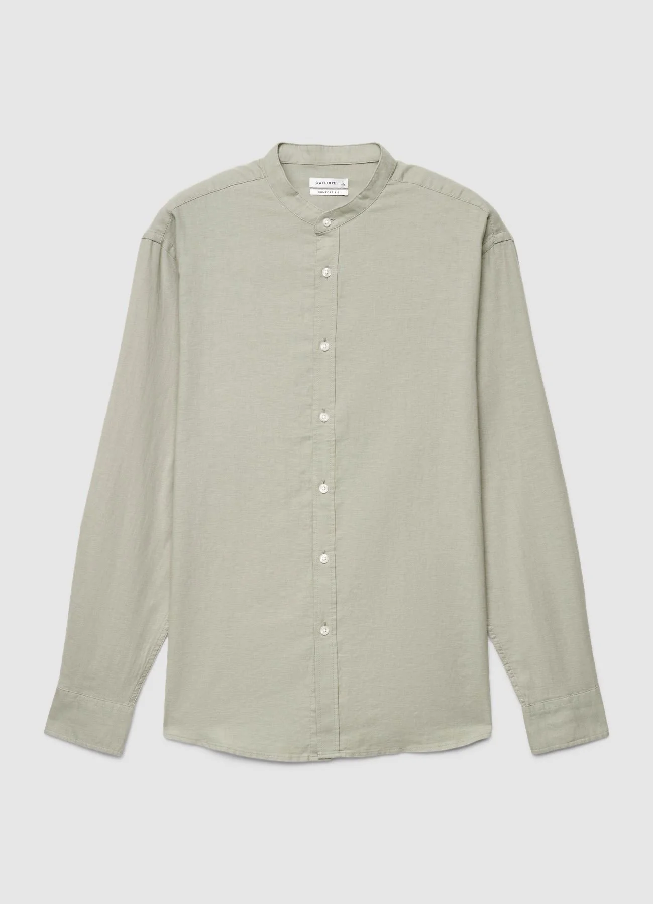 Camicia collo alla coreana misto lino - Image 5