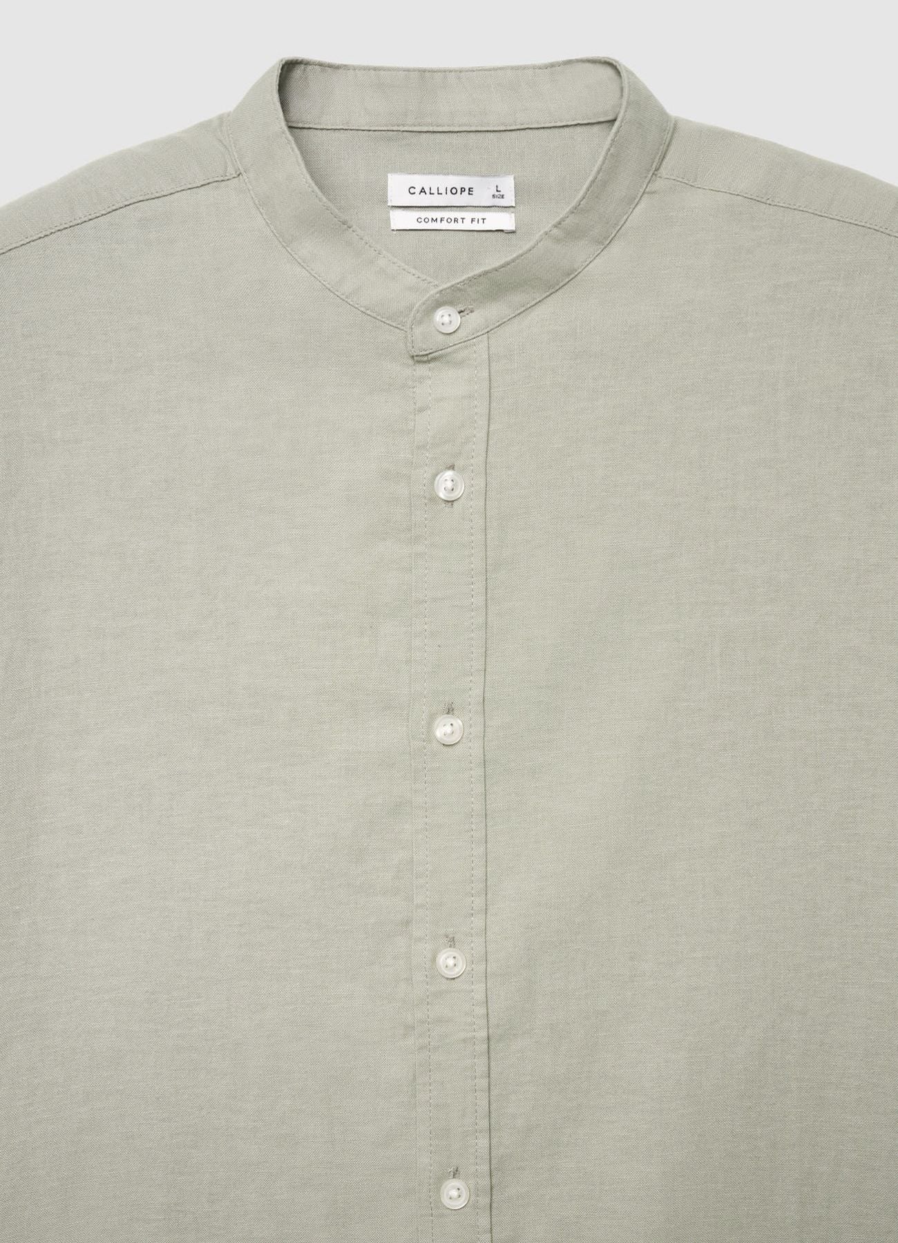 Camicia collo alla coreana misto lino - Image 6