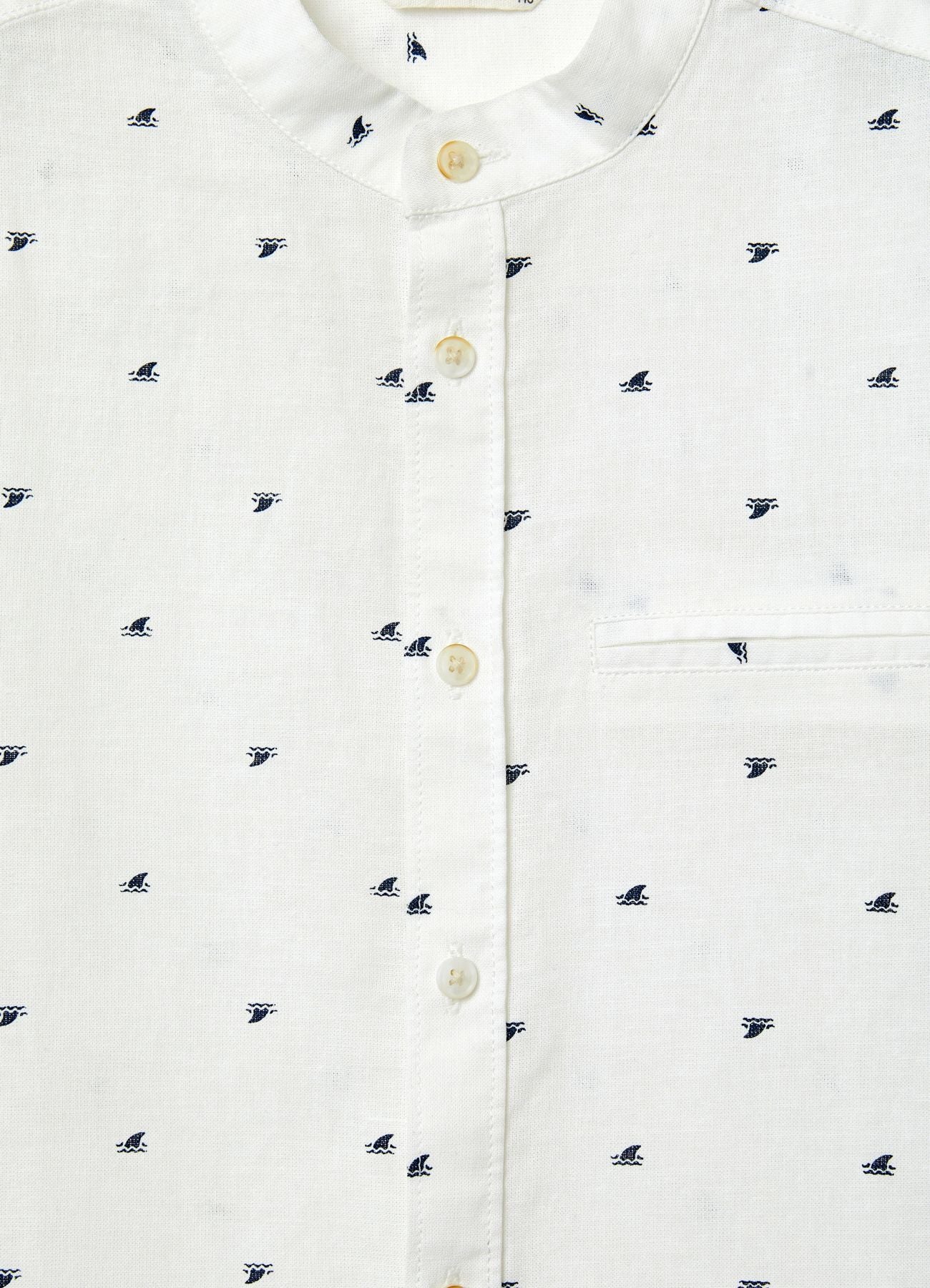 Camicia con colletto alla coreana e micro stampa - Image 3