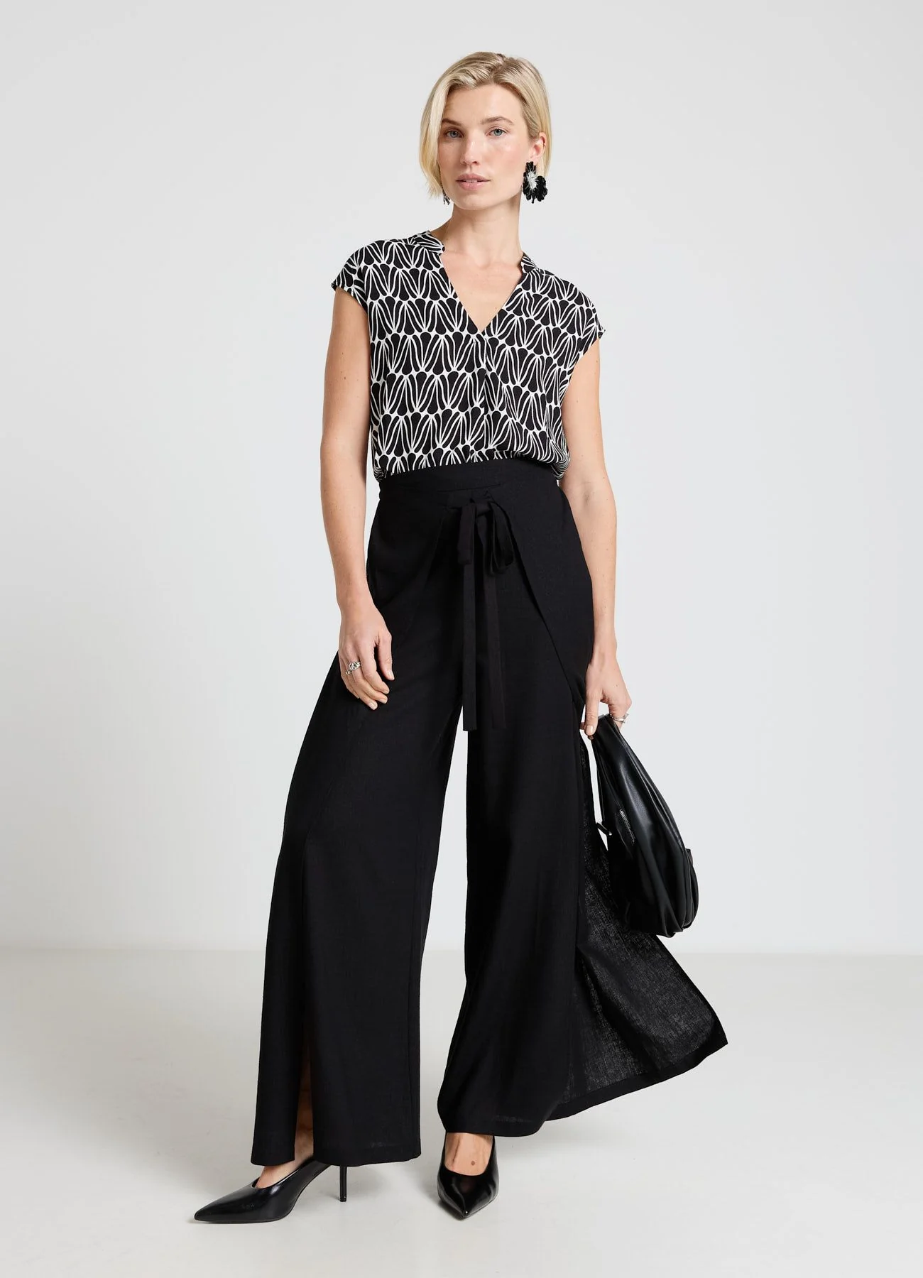 Camicia con colletto coreano e stampa - Image 2