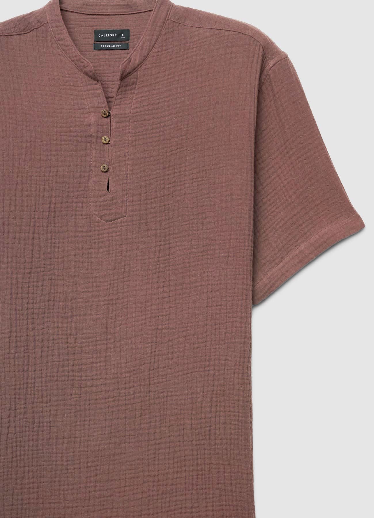 Camicia con collo alla coreana e bottoni - Image 4