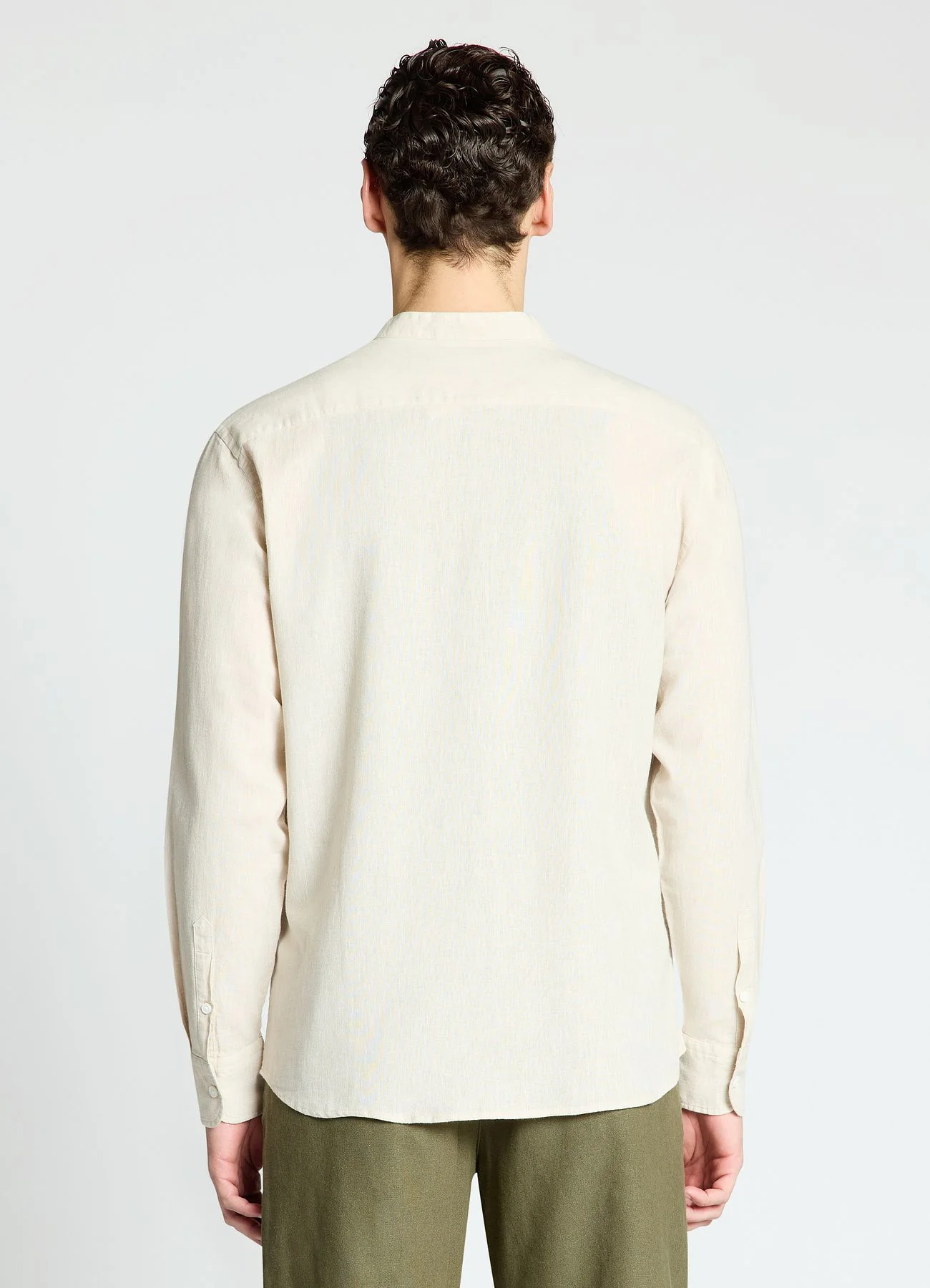 Camicia con collo coreana misto lino - Image 3