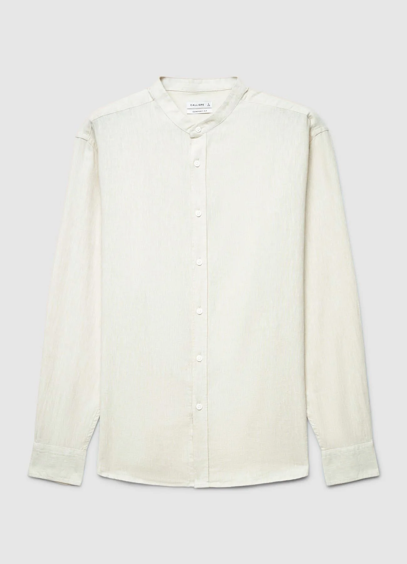 Camicia con collo coreana misto lino - Image 4