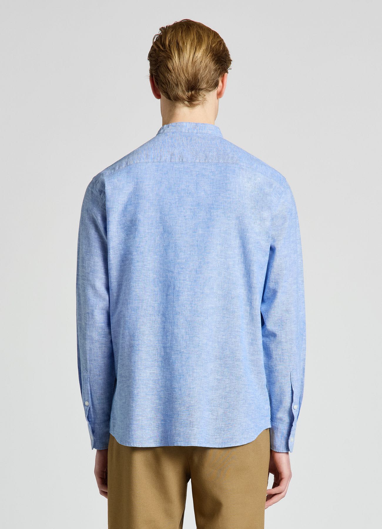 Camicia con collo coreana misto lino - Image 2