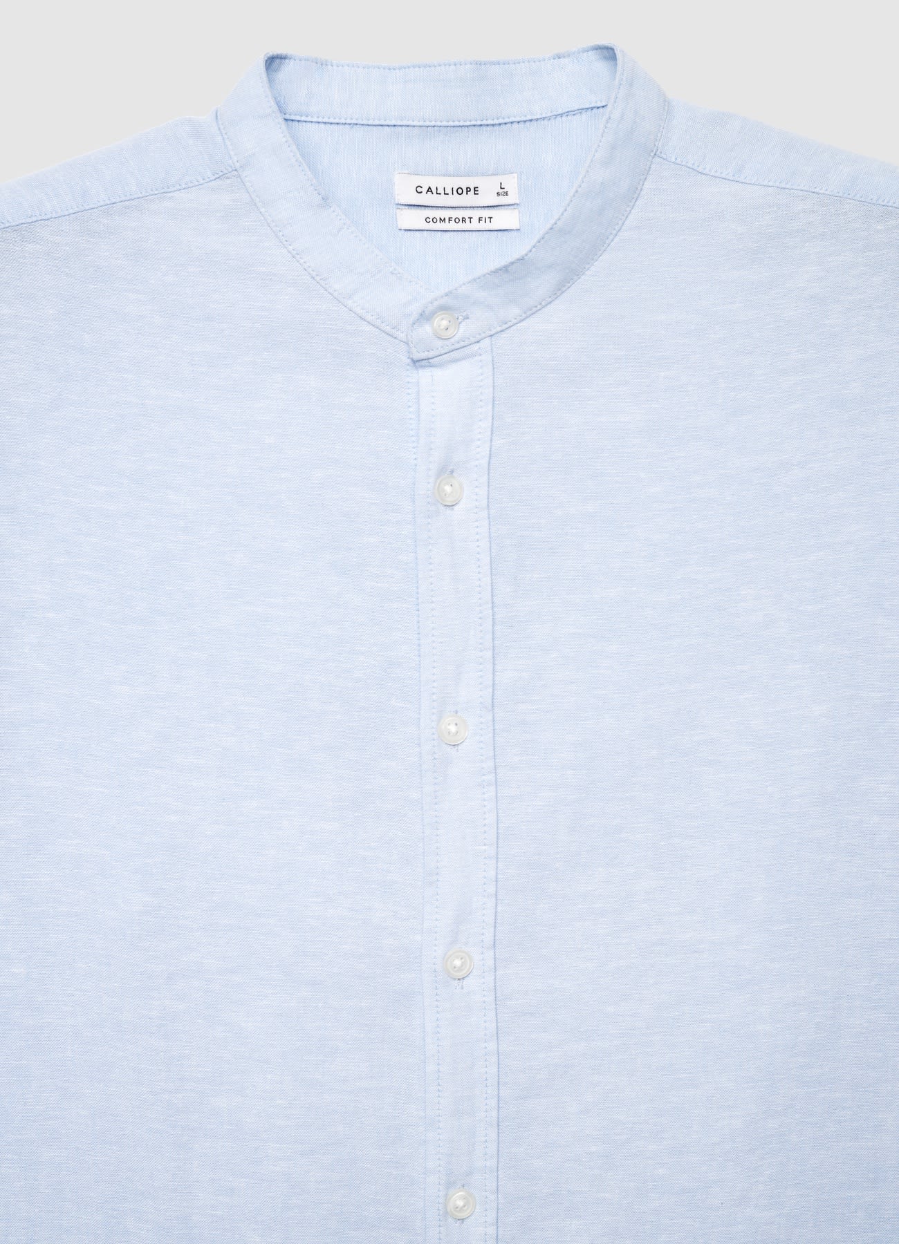 Camicia con collo coreana misto lino - Image 6