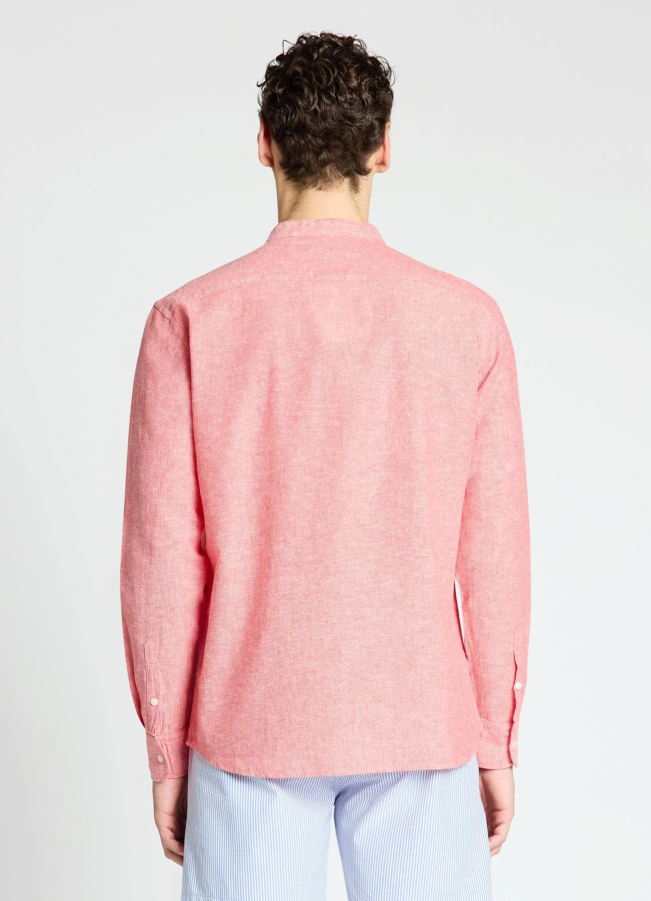 Camicia con collo coreana misto lino - Image 3