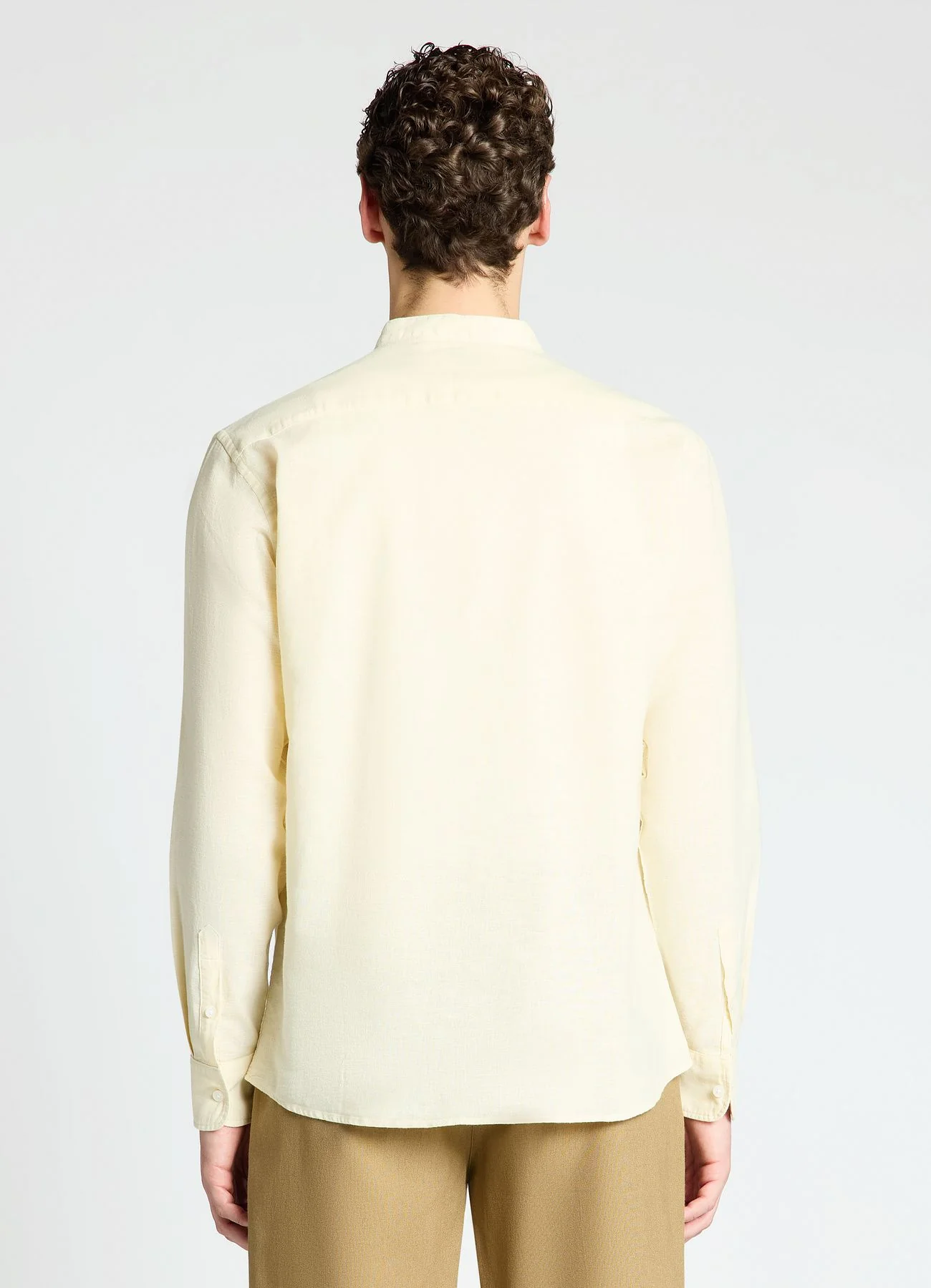 Camicia con collo coreana misto lino - Image 2